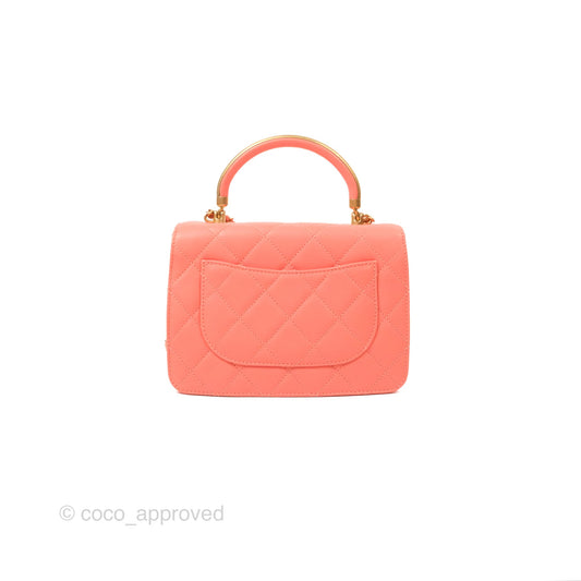 Chanel Metal Top Handle Flap Bag Iridescent Orange Claire Calfskin Aged Gold Hardware