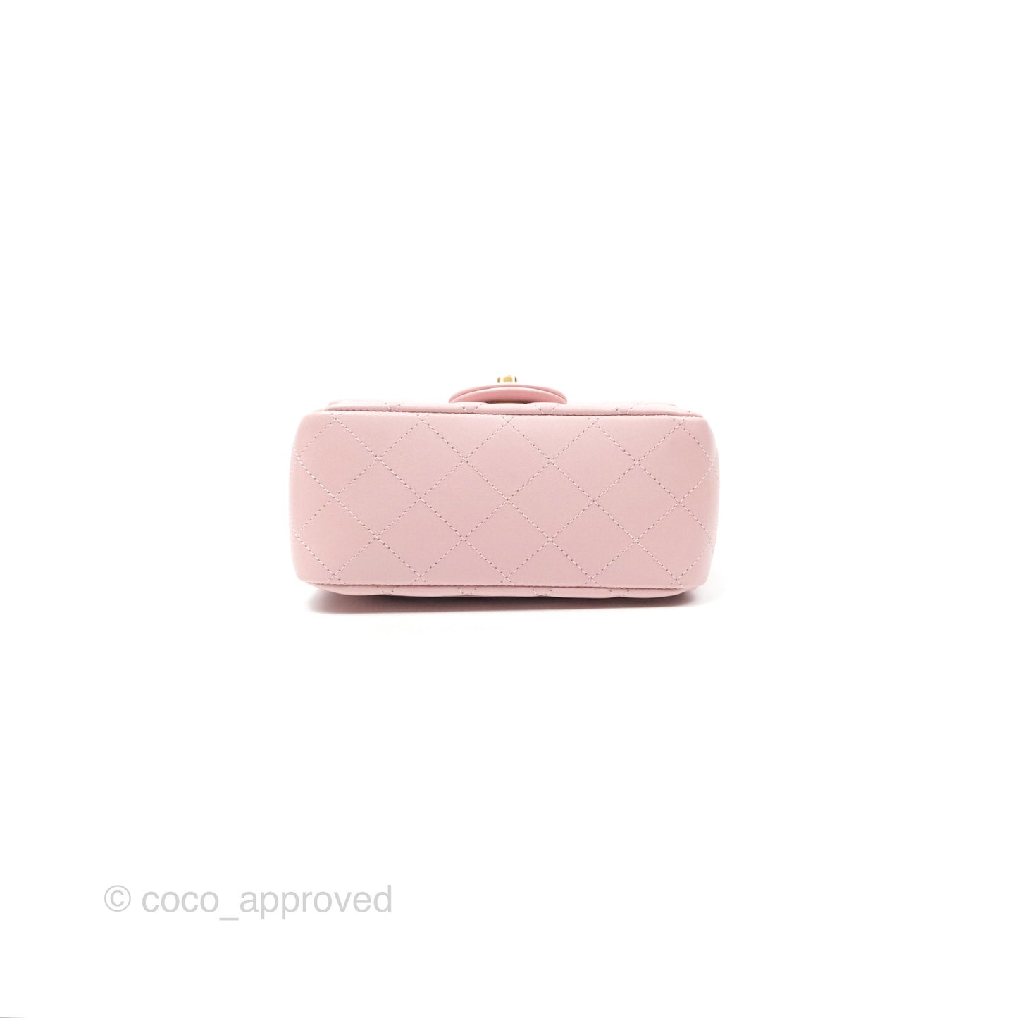 Chanel Pearl Crush Mini Square Quilted Light Pink Lambskin Aged Gold Hardware
