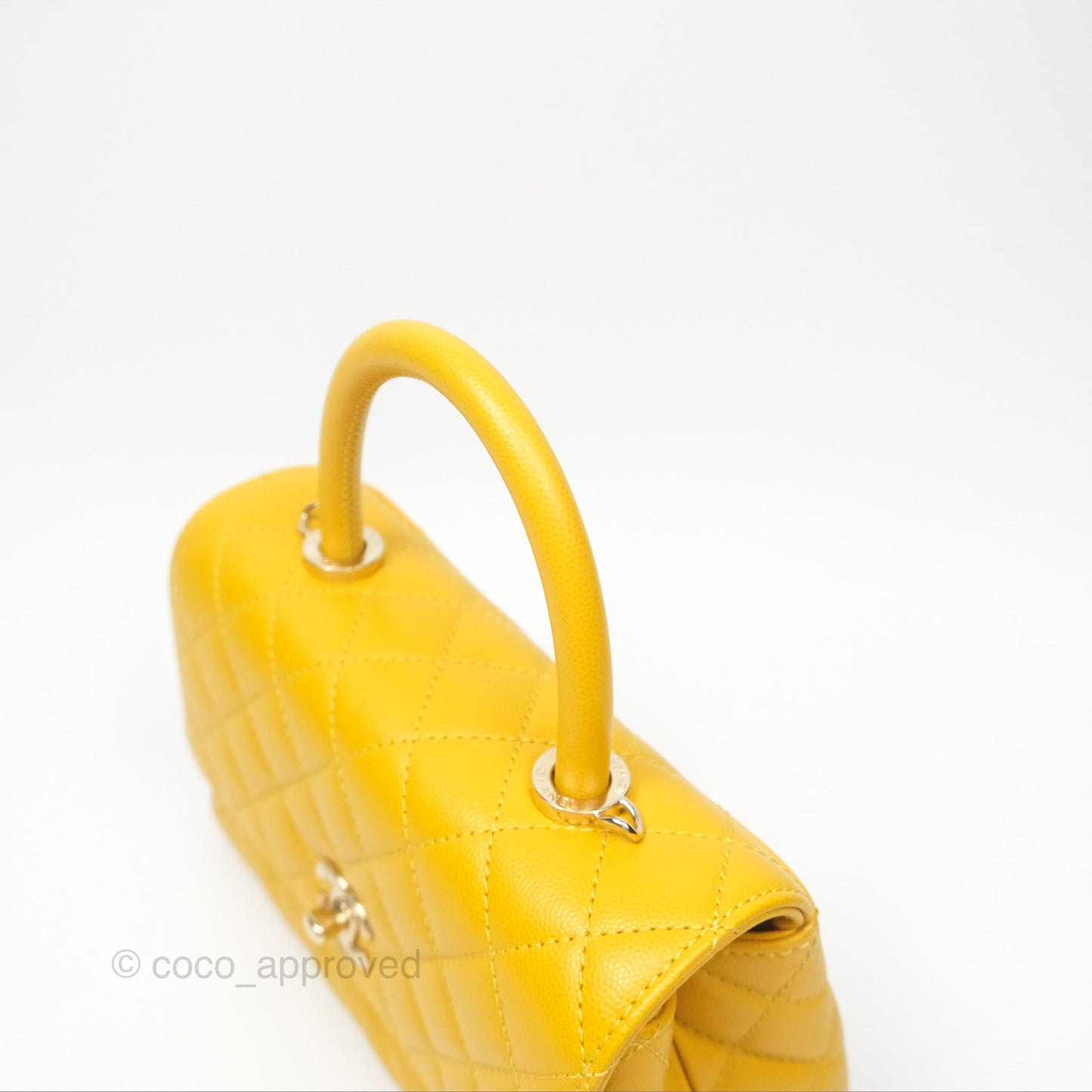 Chanel Small Coco Handle Mustard Yellow Caviar Gold Hardware