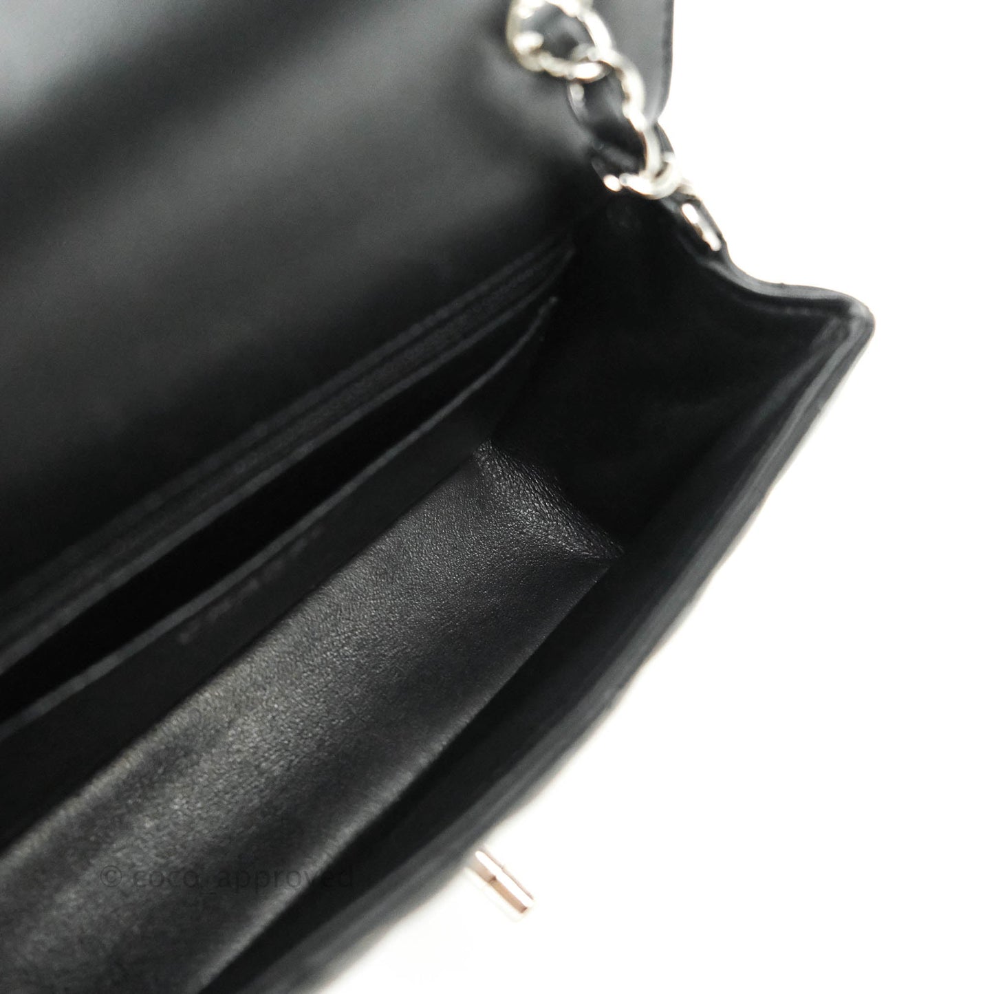 Chanel Classic Chevron Mini Rectangular Flap Black Lambskin Silver Hardware