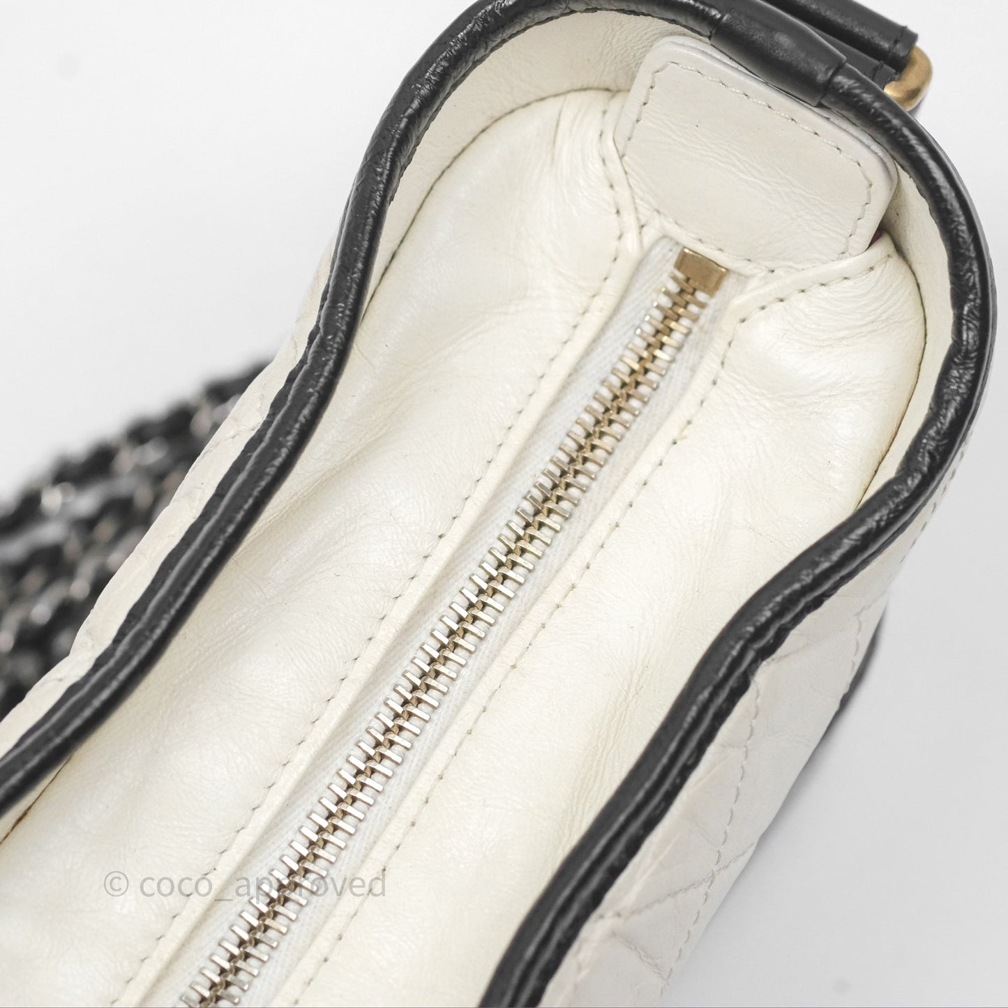 Chanel Small Gabrielle Hobo Quilted Black White Aged Calfskin