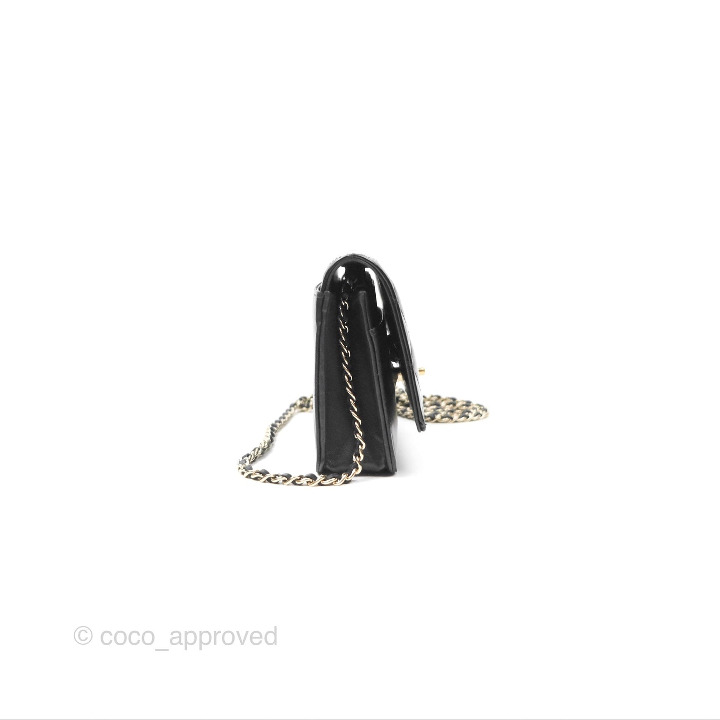Chanel Wallet On Chain WOC Black Patent Lambskin Gold Hardware