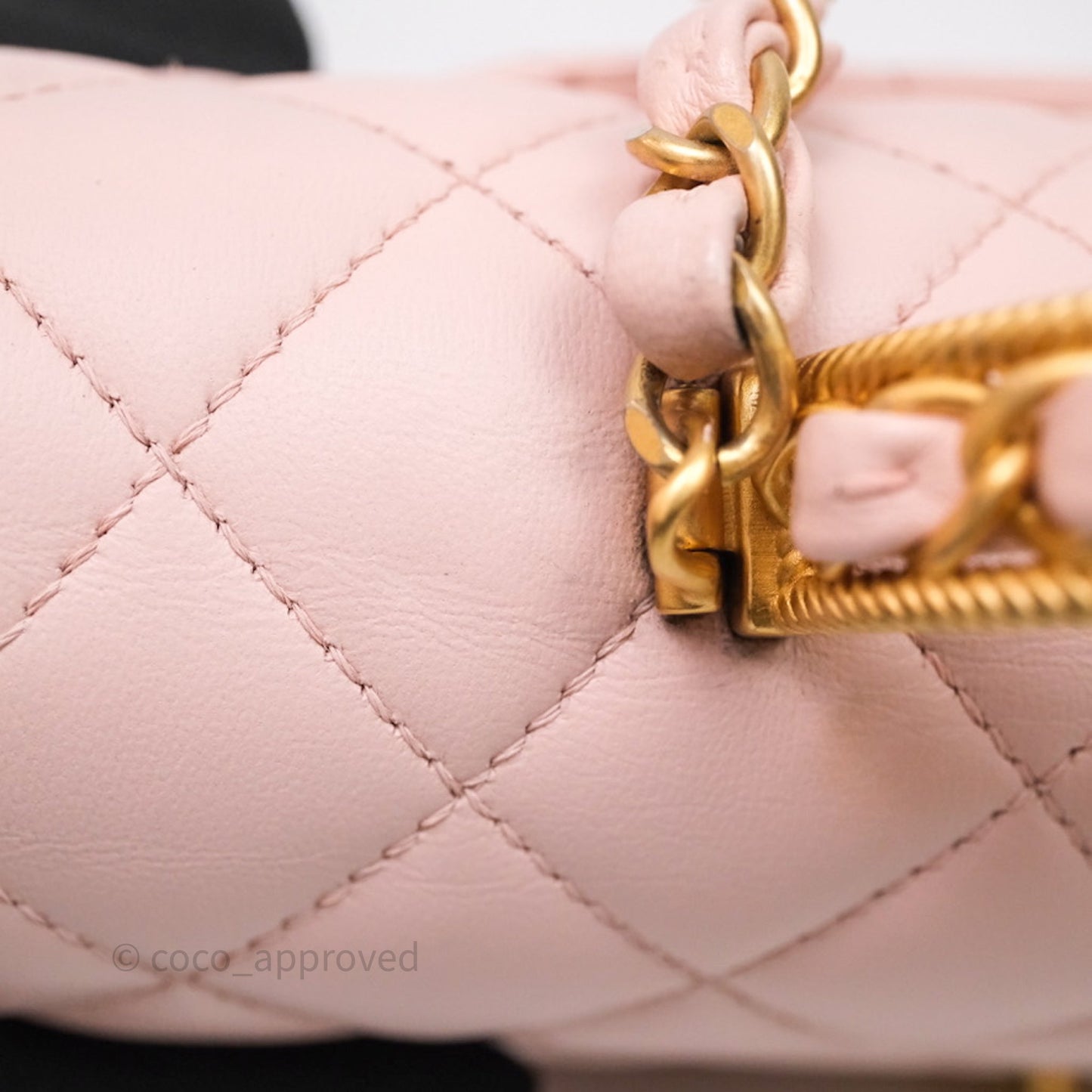 Chanel Top Handle Mini Rectangular Flap Bag Pink Lambskin Aged Gold Hardware