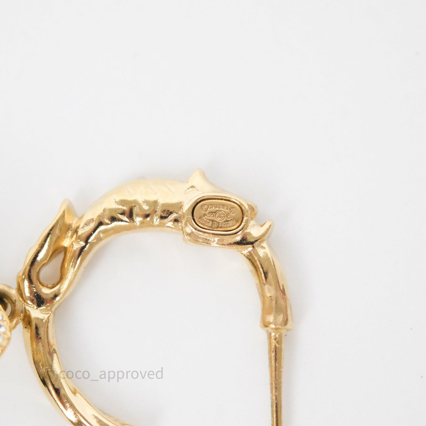 Chanel CC Crystal Hoop Earrings Gold Tone 23C