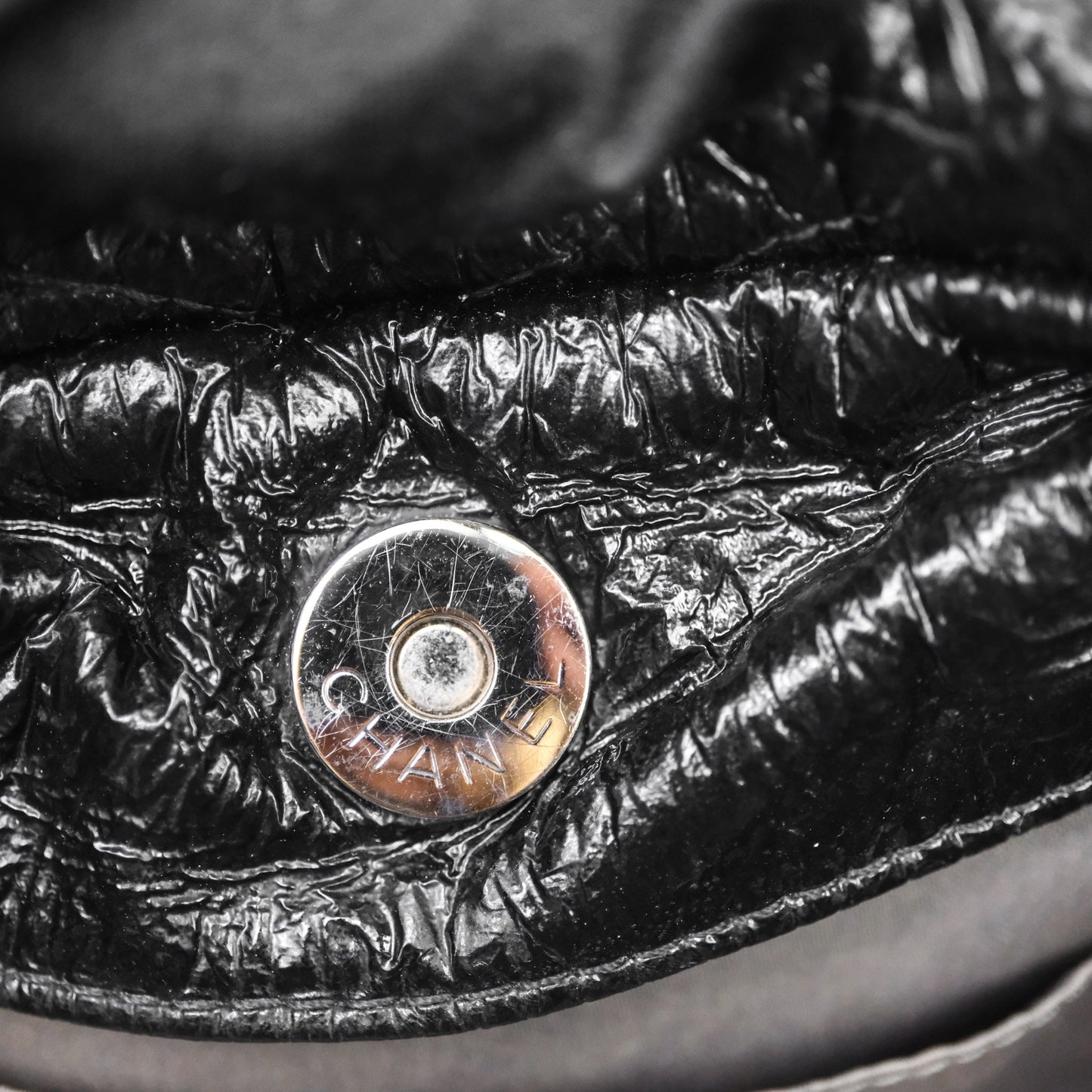 Chanel Black Vinyl Graphic Edge Flap Bag Silver Hardware⁣⁣