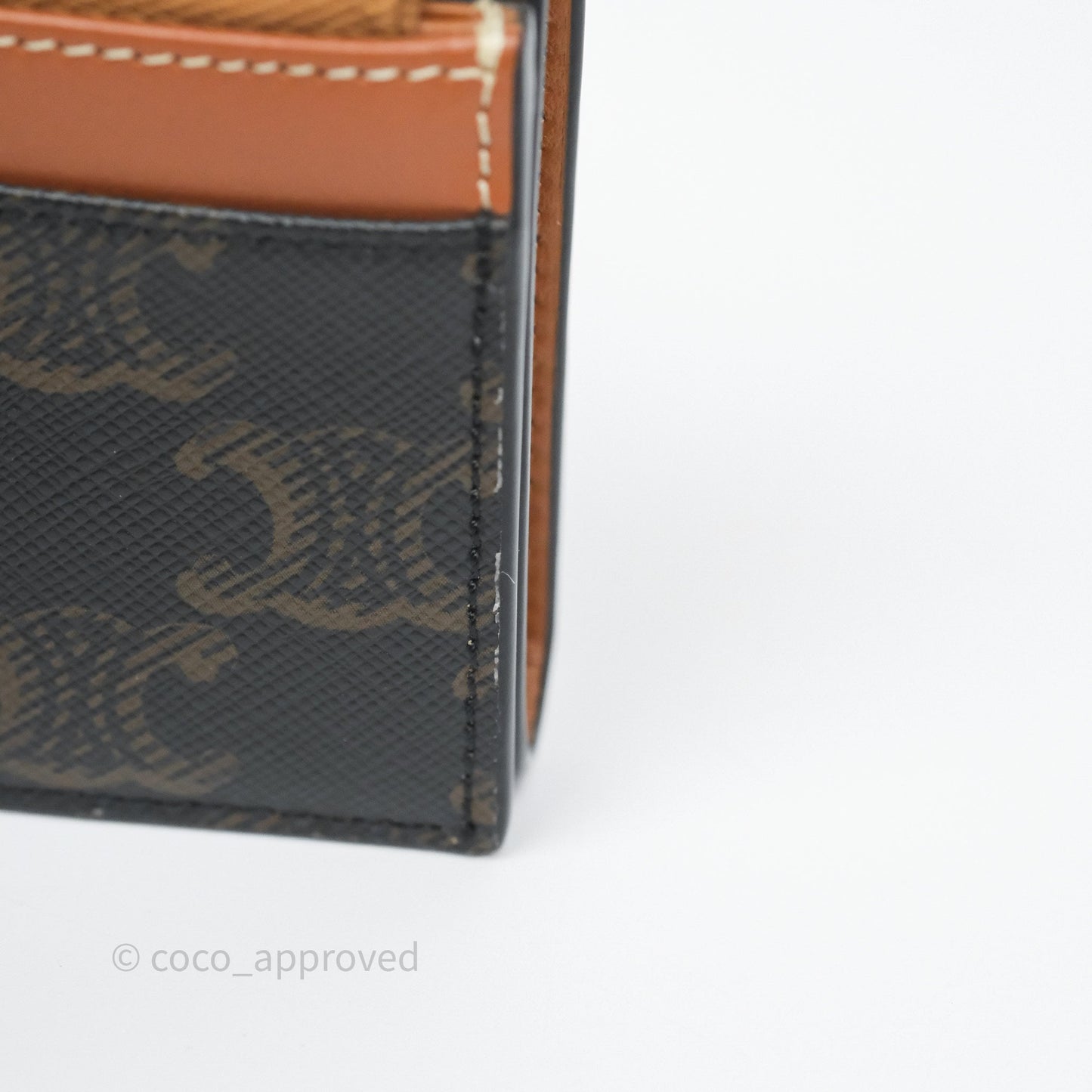 Celine Compact Wallet with Coin Triomphe Canvas Tan