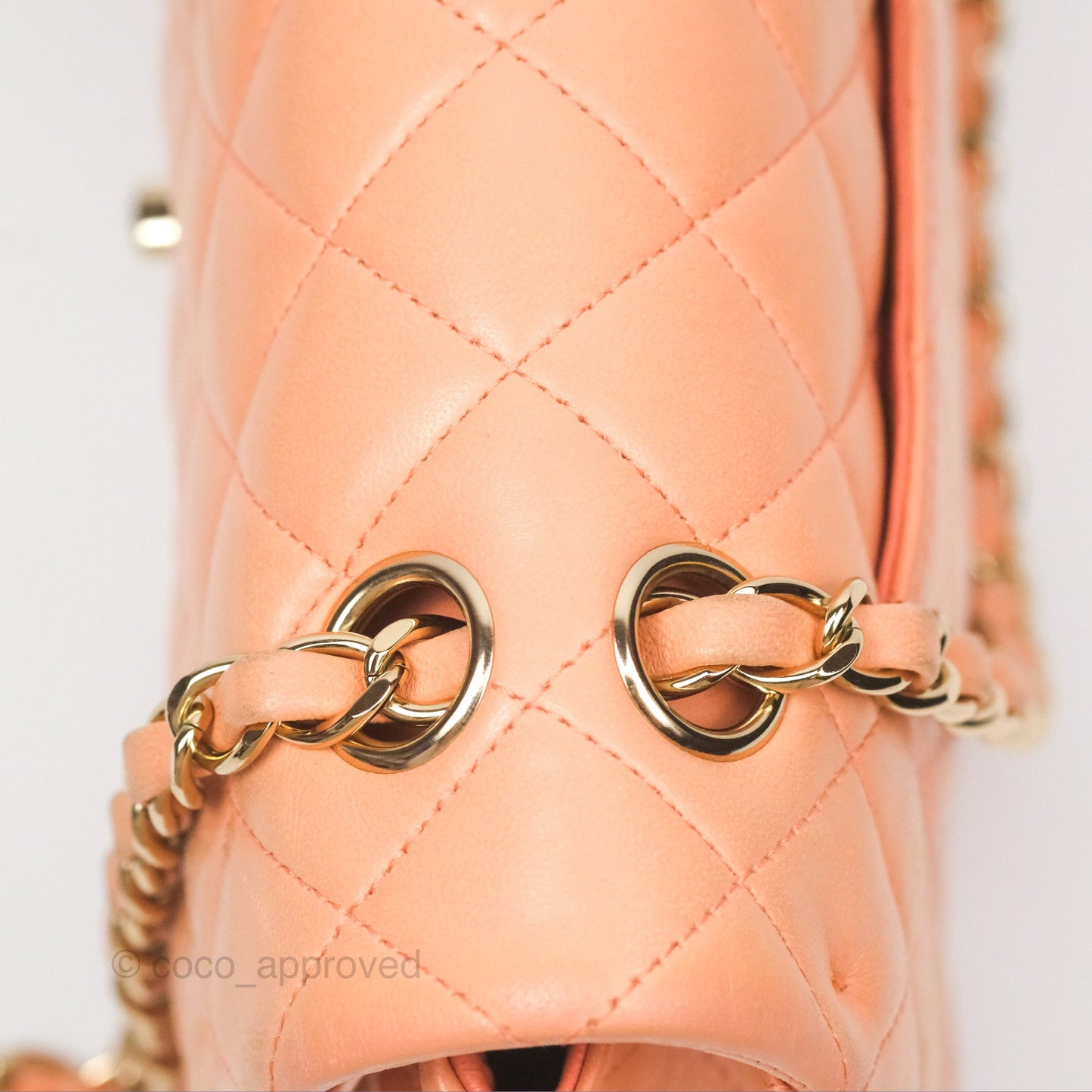 Chanel Classic M/L Medium Flap Quilted Peach Lambskin Gold Hardware