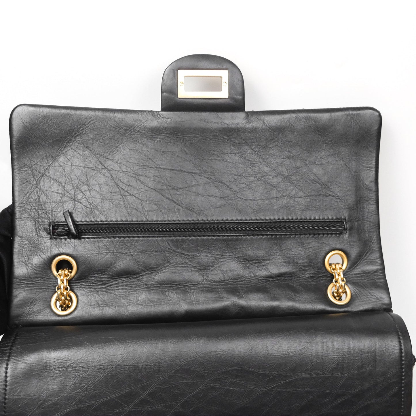 Chanel Reissue 227 Quilted Aged Calfskin Black Gold Hardware