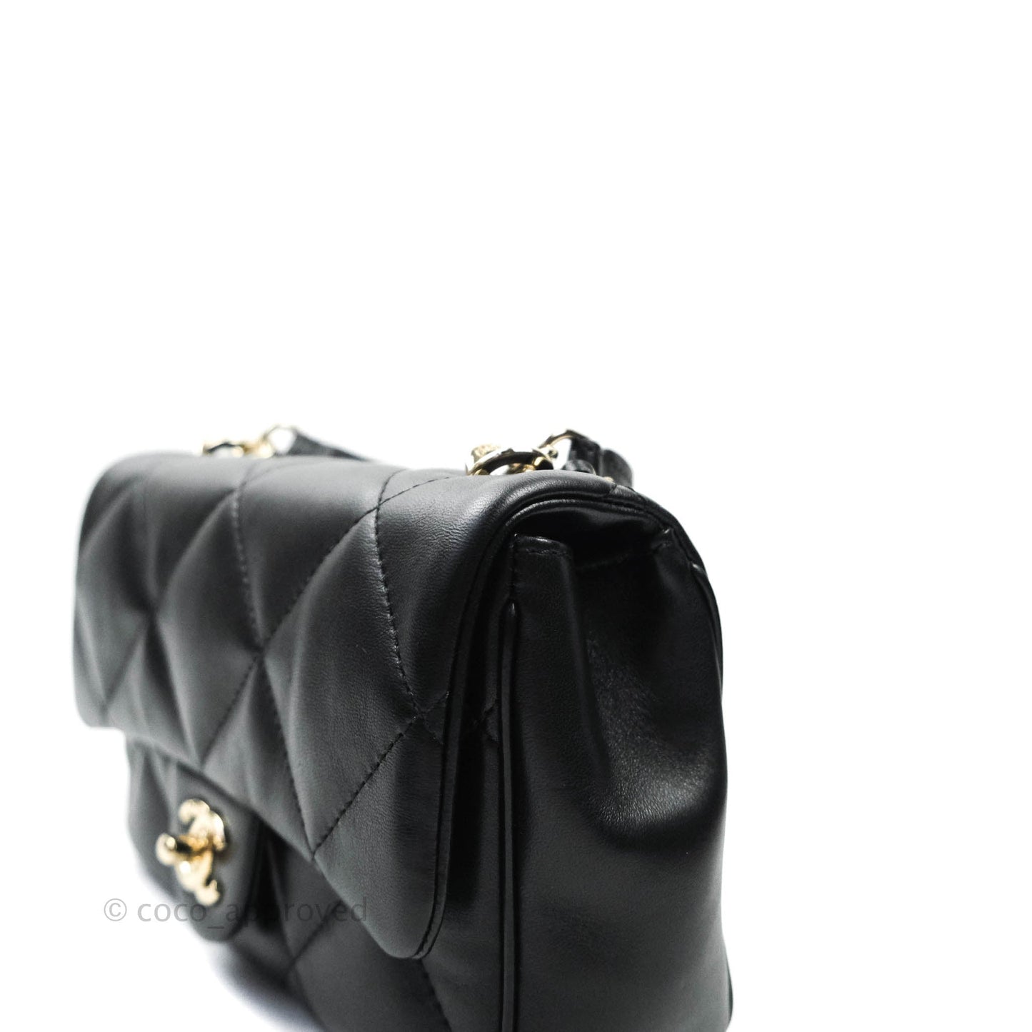 Chanel Easy Cherry Flap Bag With Handle Black Lambskin Gold Hardware 19K