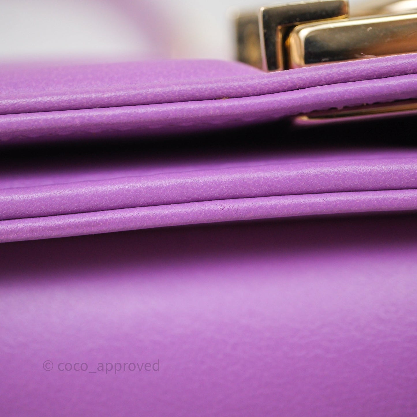 Chanel Chevron Small Boy Purple Calfskin Gold Hardware
