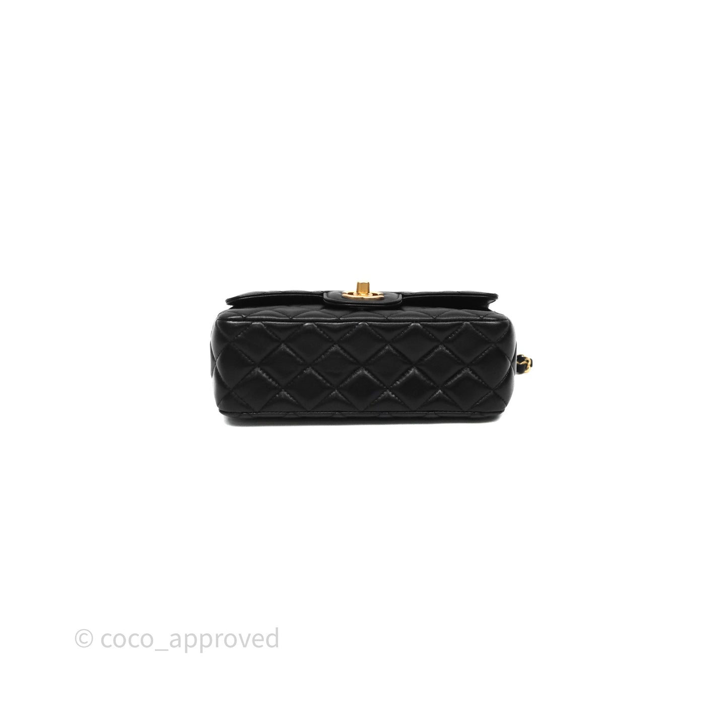 Chanel Top Handle Mini Rectangular Flap Bag Black Lambskin Aged Gold Hardware
