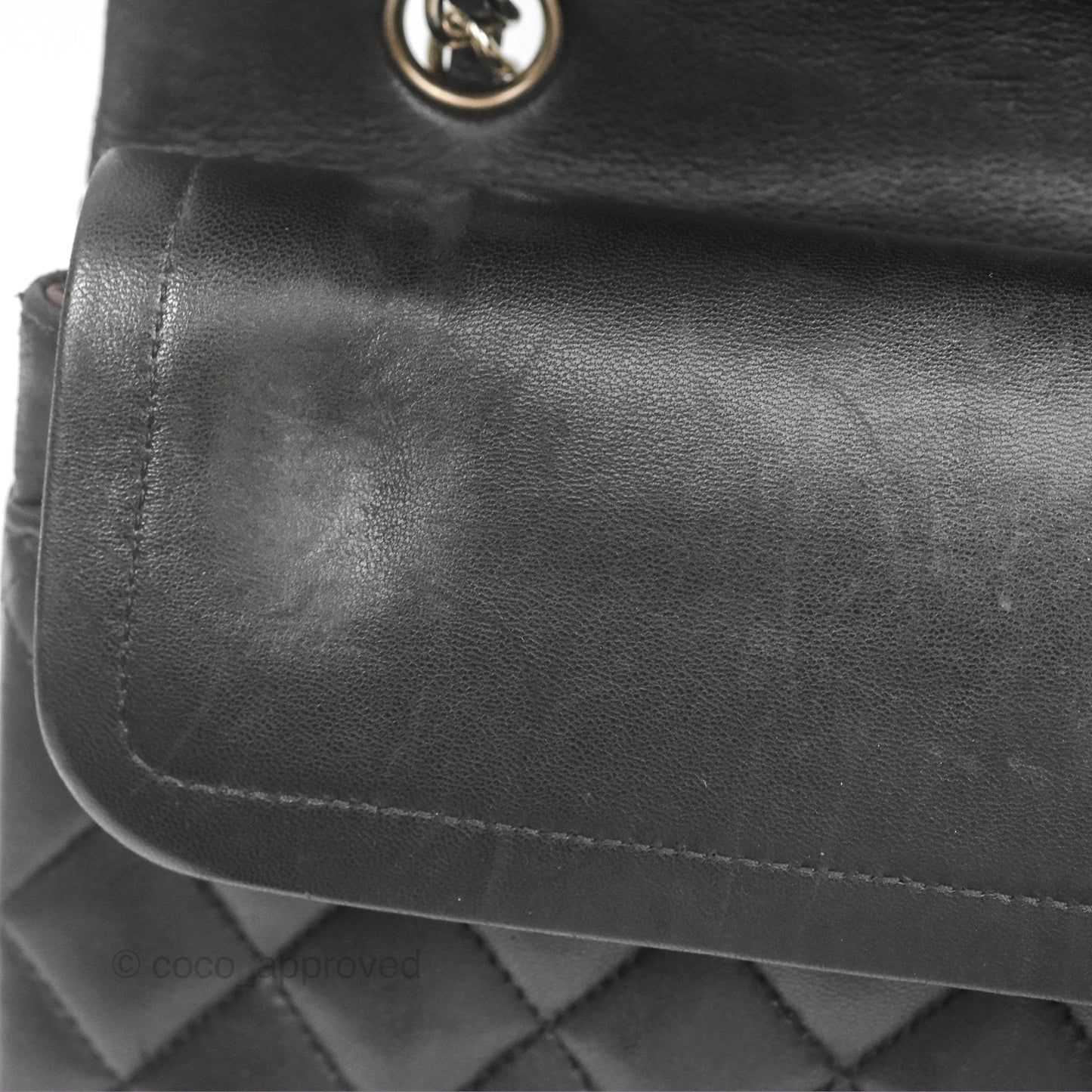 Chanel Classic M/L Medium Flap Quilted Black Lambskin Silver Hardware