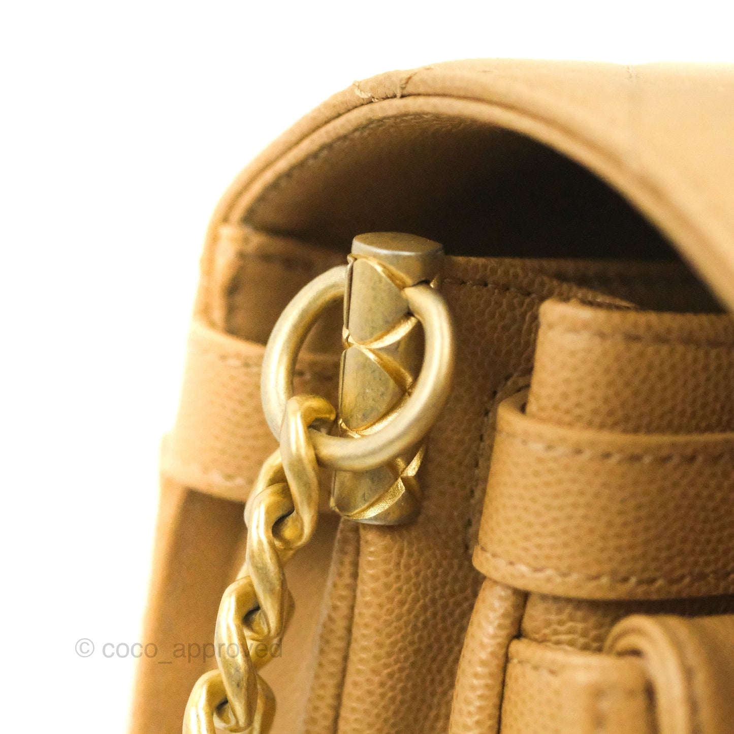 Chanel Mini Messenger Bag Beige Caviar Gold Hardware 21K