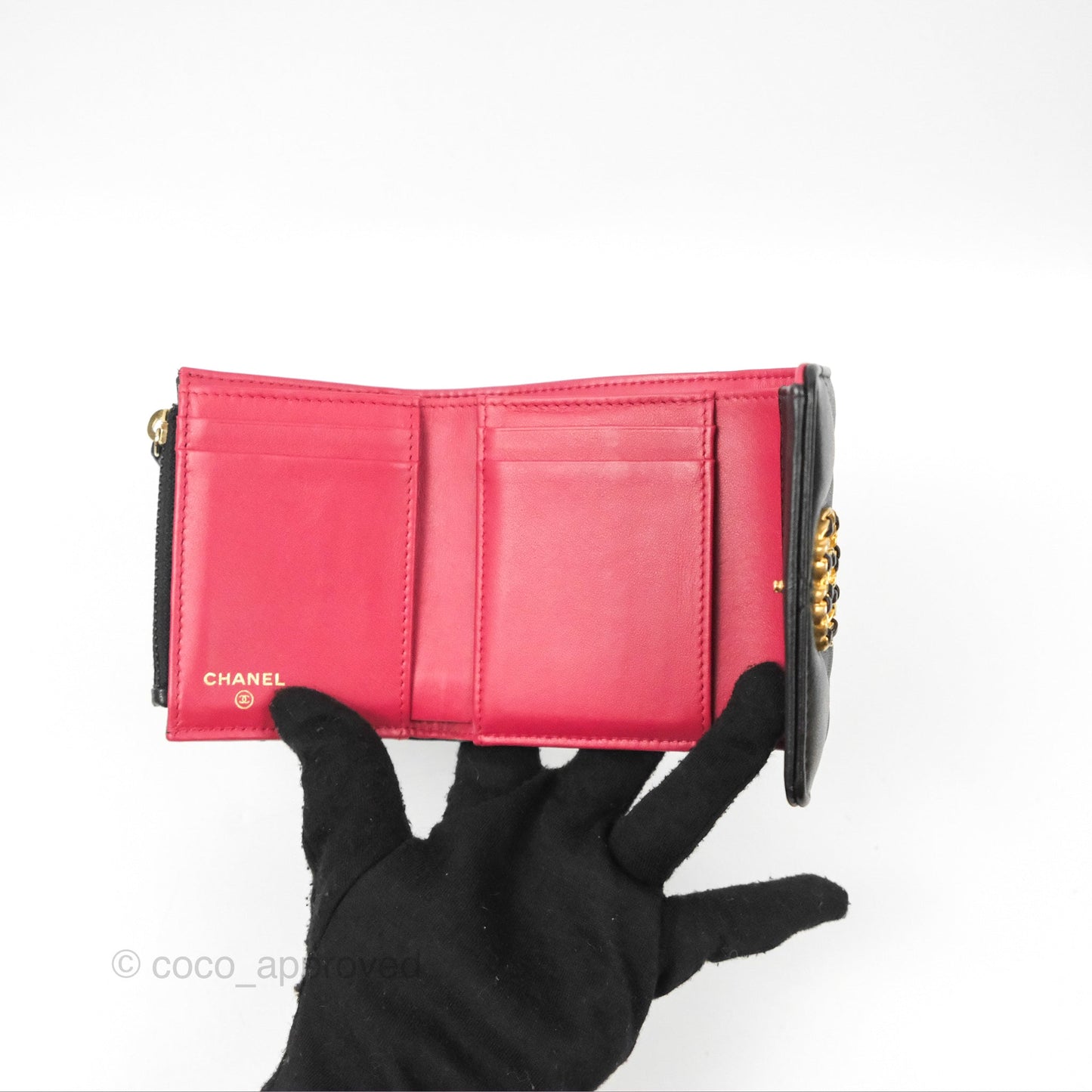 Chanel 19 Short Flap Wallet Black Lambskin