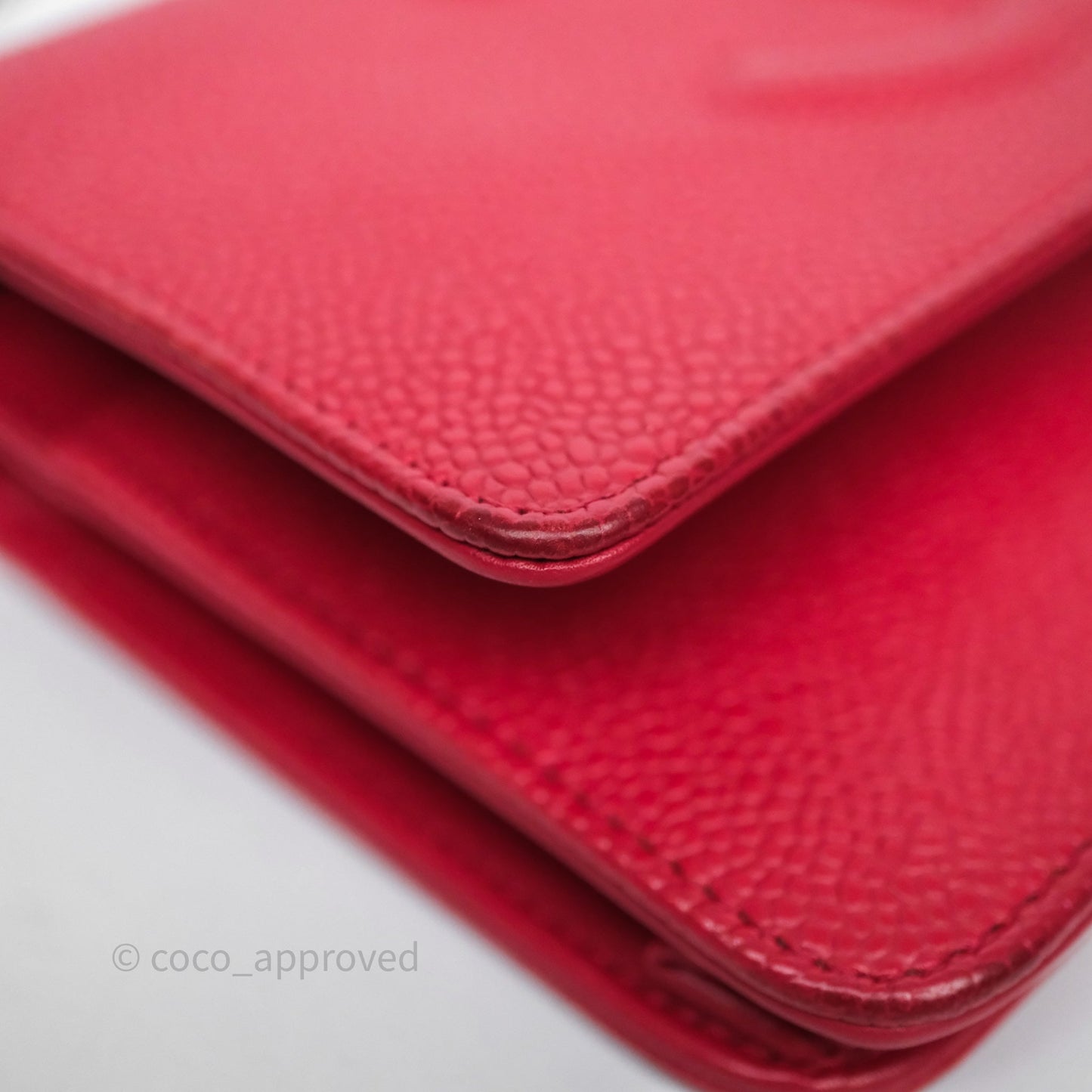 Chanel CC Wallet On Chain WOC Dark Pink Caviar Silver Hardware