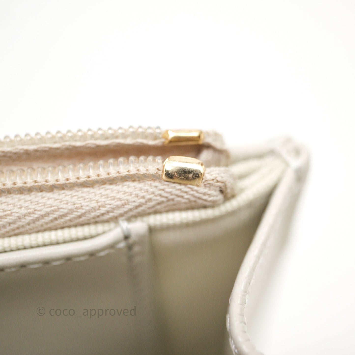 Chanel Quilted Wallet on Chain WOC Light Grey Caviar Gold Hardware 24S