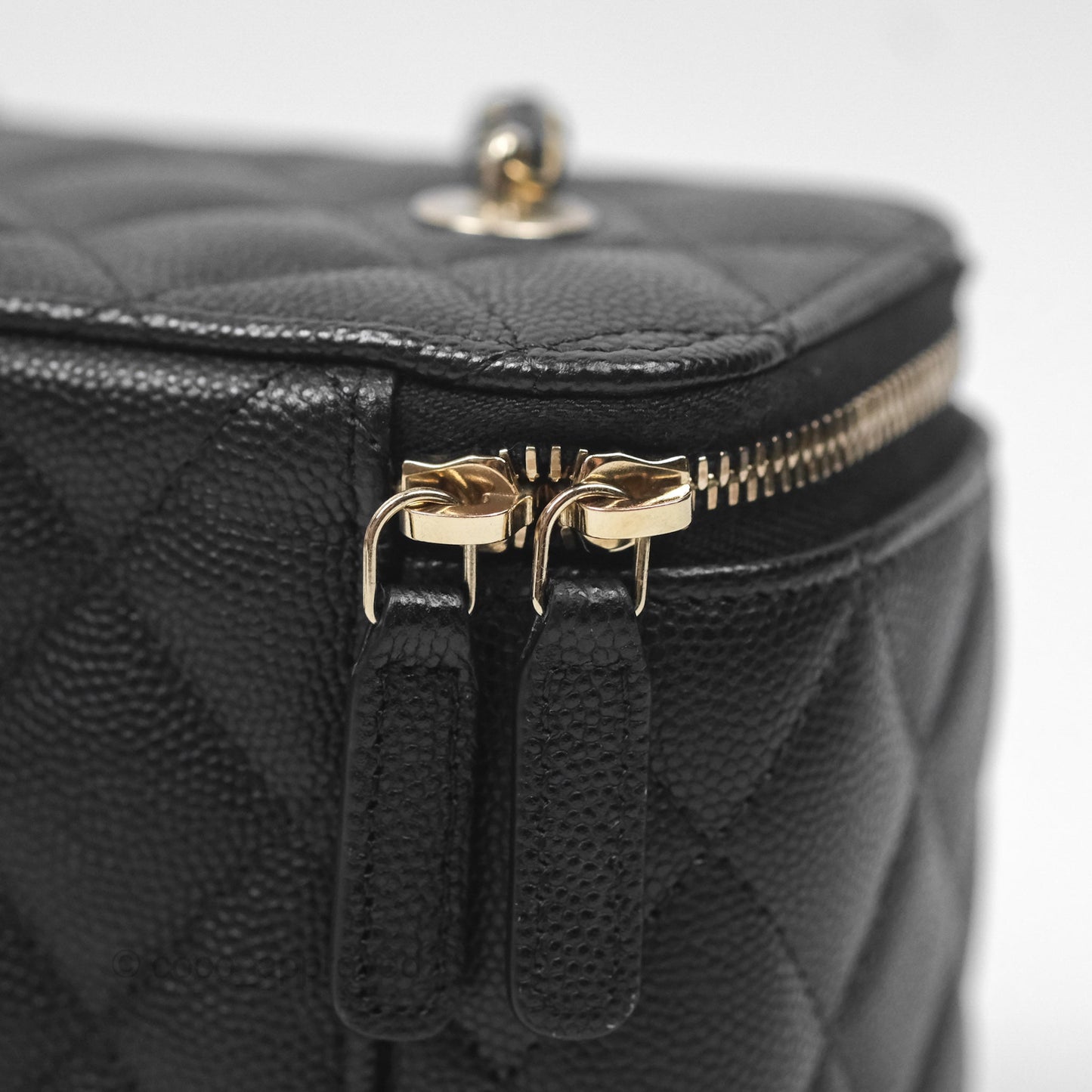 Chanel Vanity Rectangular With Chain Black Caviar Gold Hardware