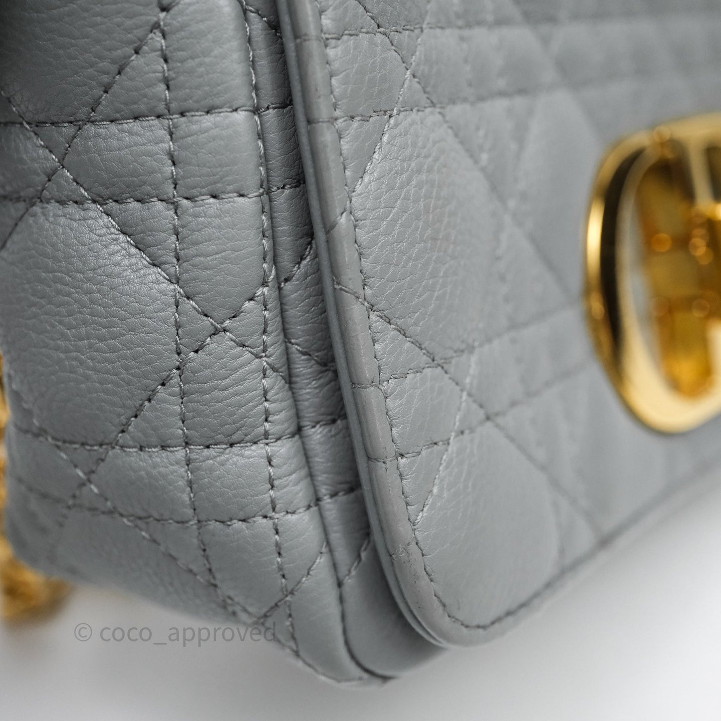 Christian Dior Small Caro Bag Stone Gray Supple Cannage Calfskin