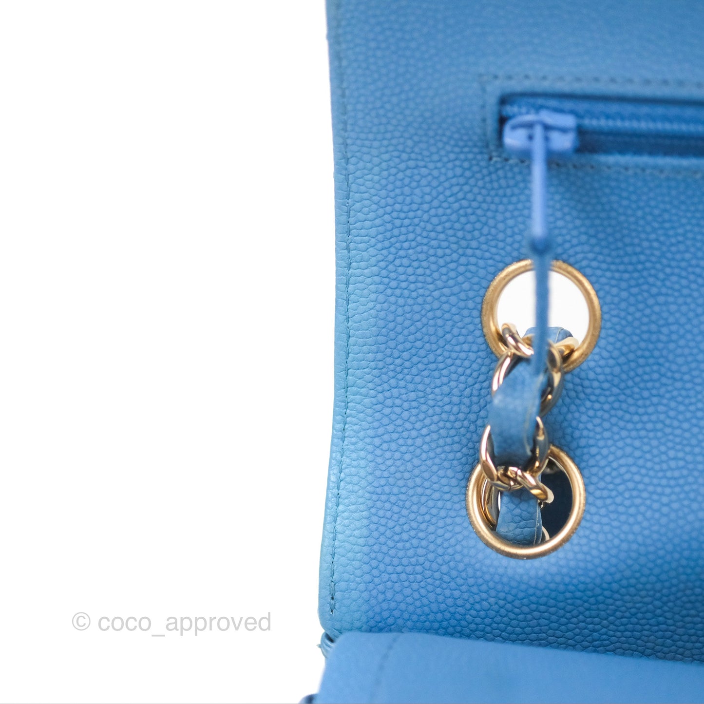 Chanel Small Classic Flap Chevron Blue Caviar Gold Hardware