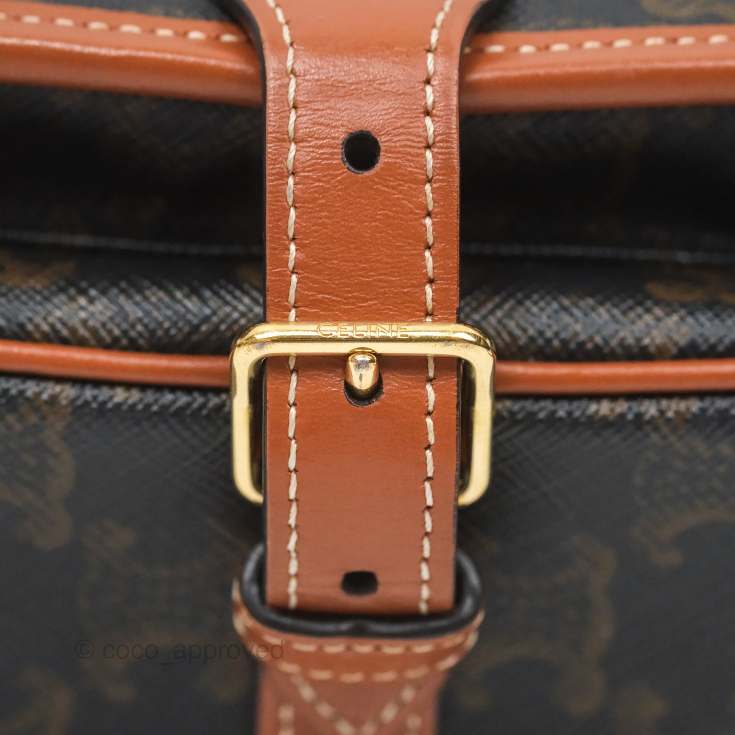 Celine Medium Folco Bag Triomphe Canvas Tan