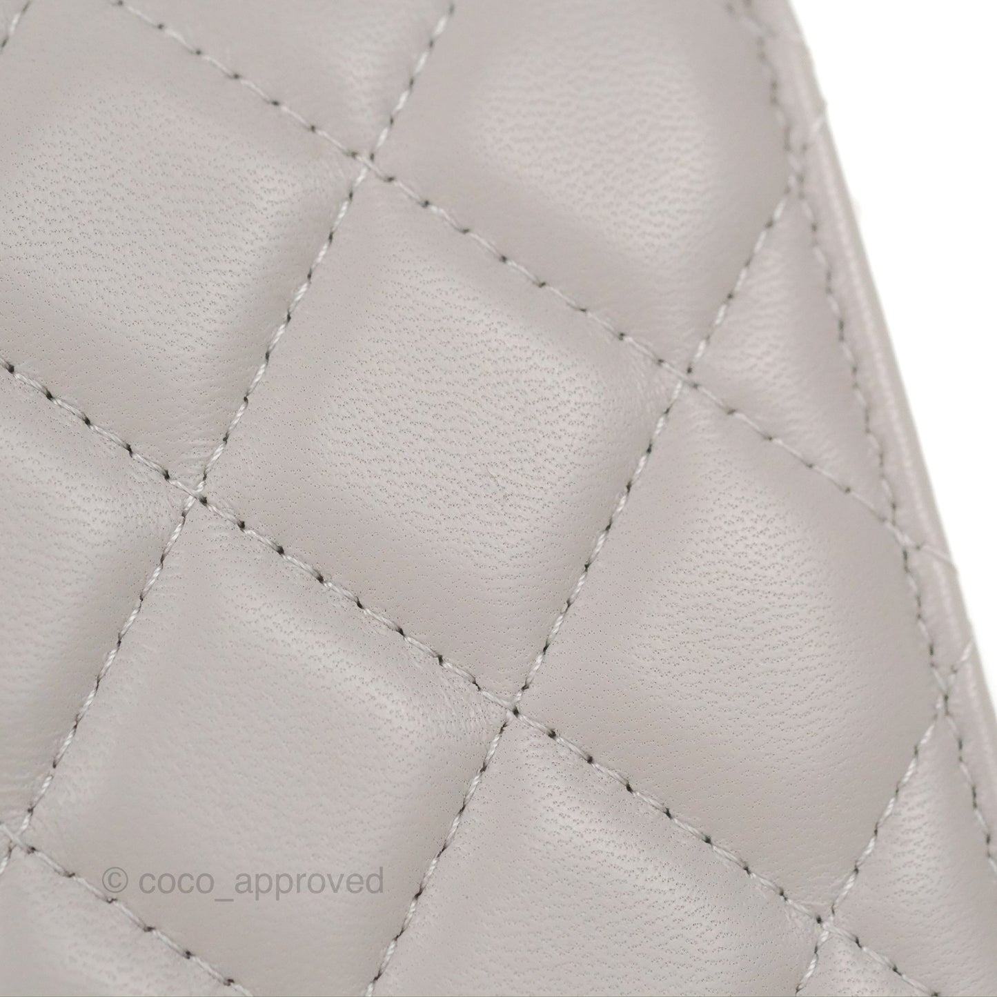 Chanel Quilted Pearl Crush Wallet on Chain WOC Light Grey Lambskin Aged Gold Hardware