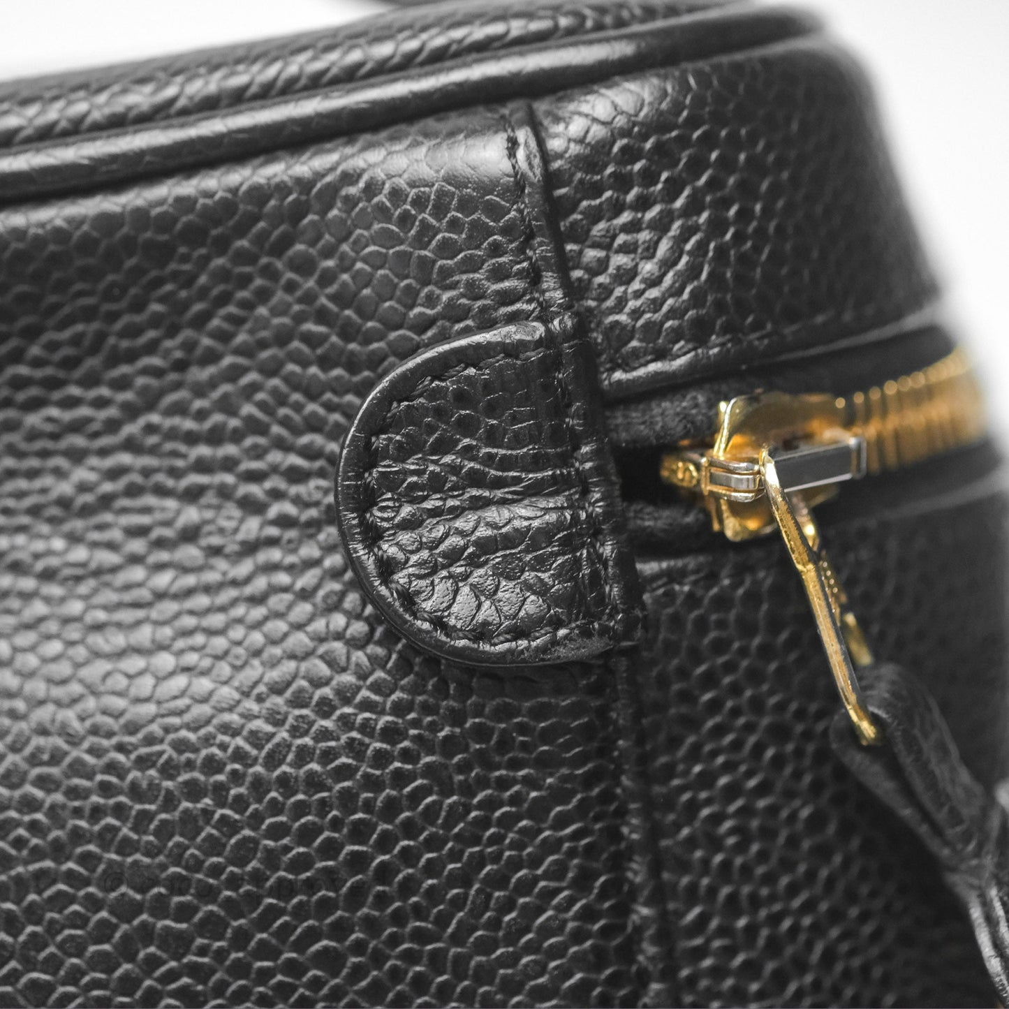 Chanel Vintage Vanity Case Black Caviar Gold Hardware