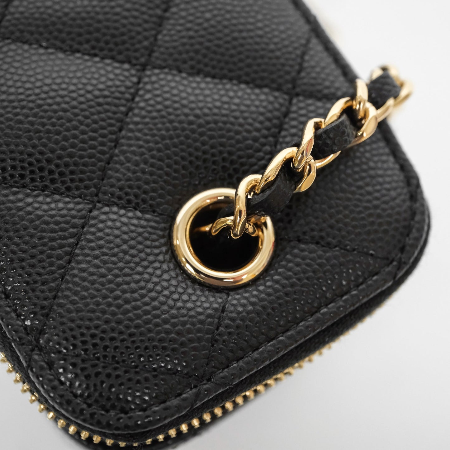 Chanel Mini Vanity With Chain Black Caviar Gold Hardware