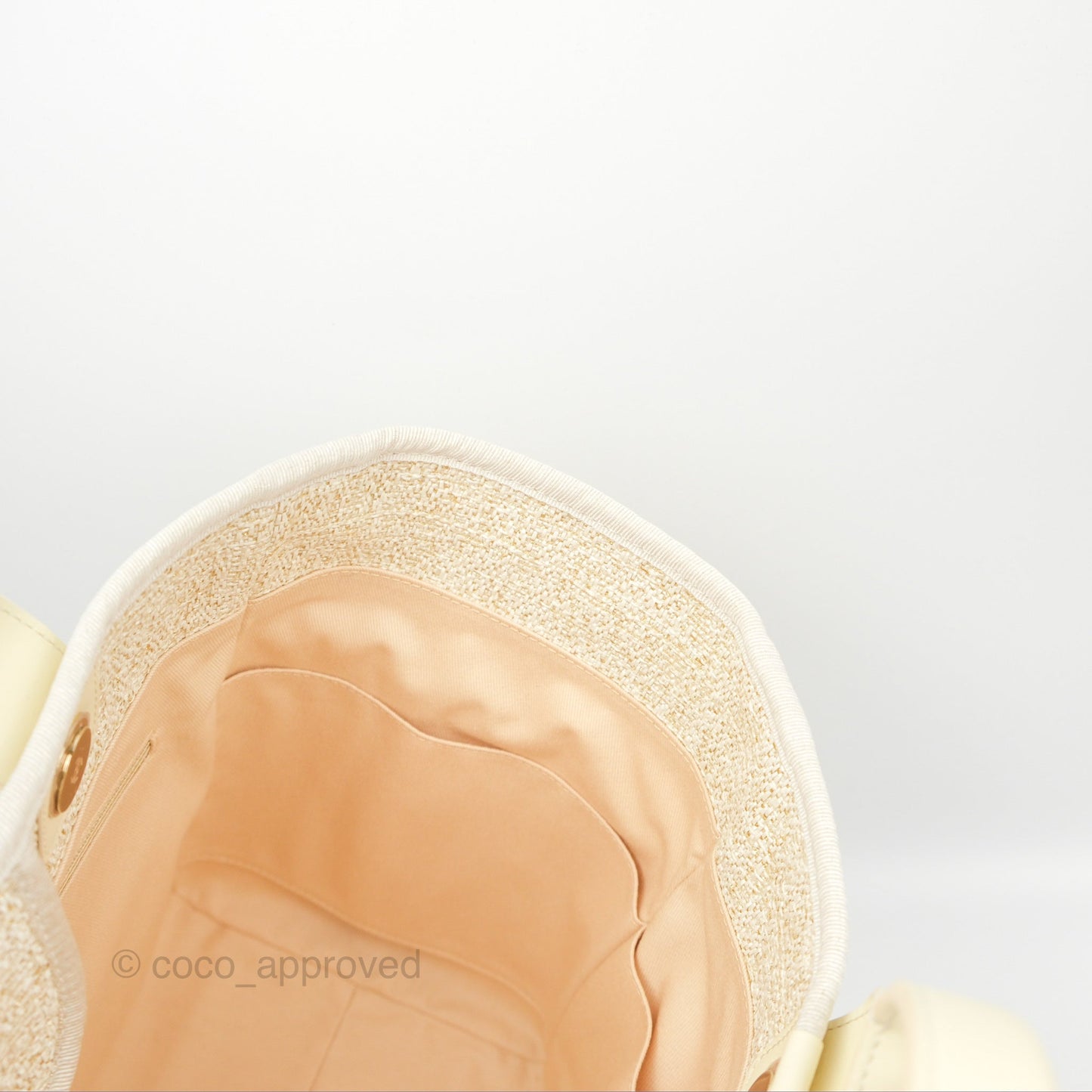 Chanel Large Deauville Ivory/Gold Canvas Gold Hardware