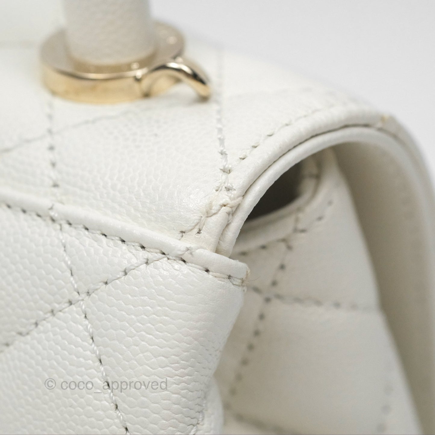 Chanel Mini Coco Handle White Caviar Gold Hardware