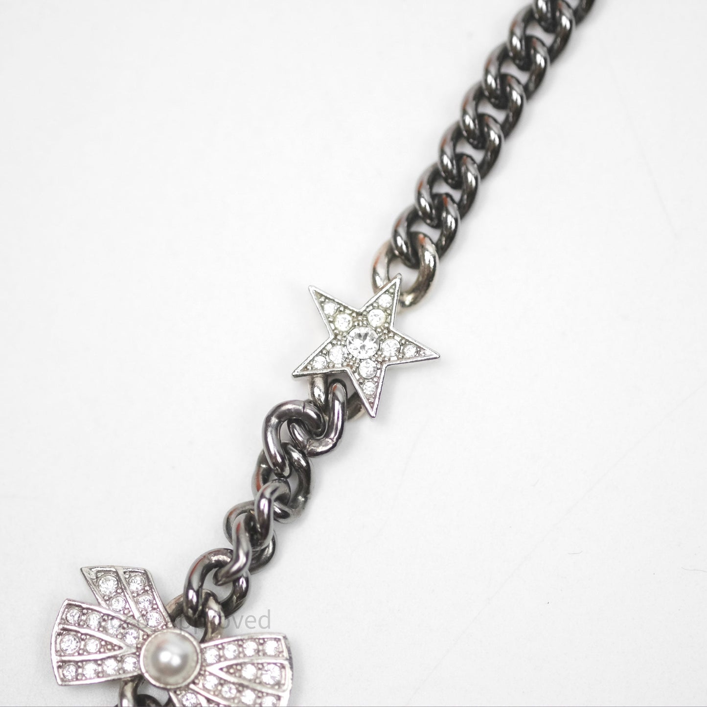 Chanel Crystal Lucky Charms Chain Choker Necklace Ruthenium Hardware 22P