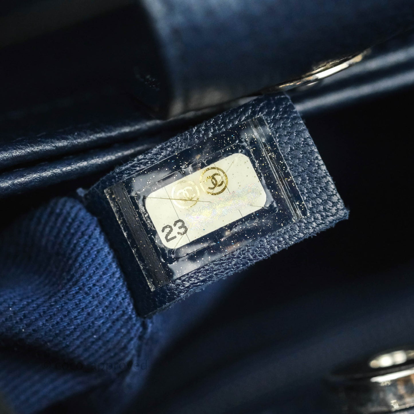 Chanel Mini Neo Executive Shopper Tote Black Grained Calfskin Navy Silver Hardware