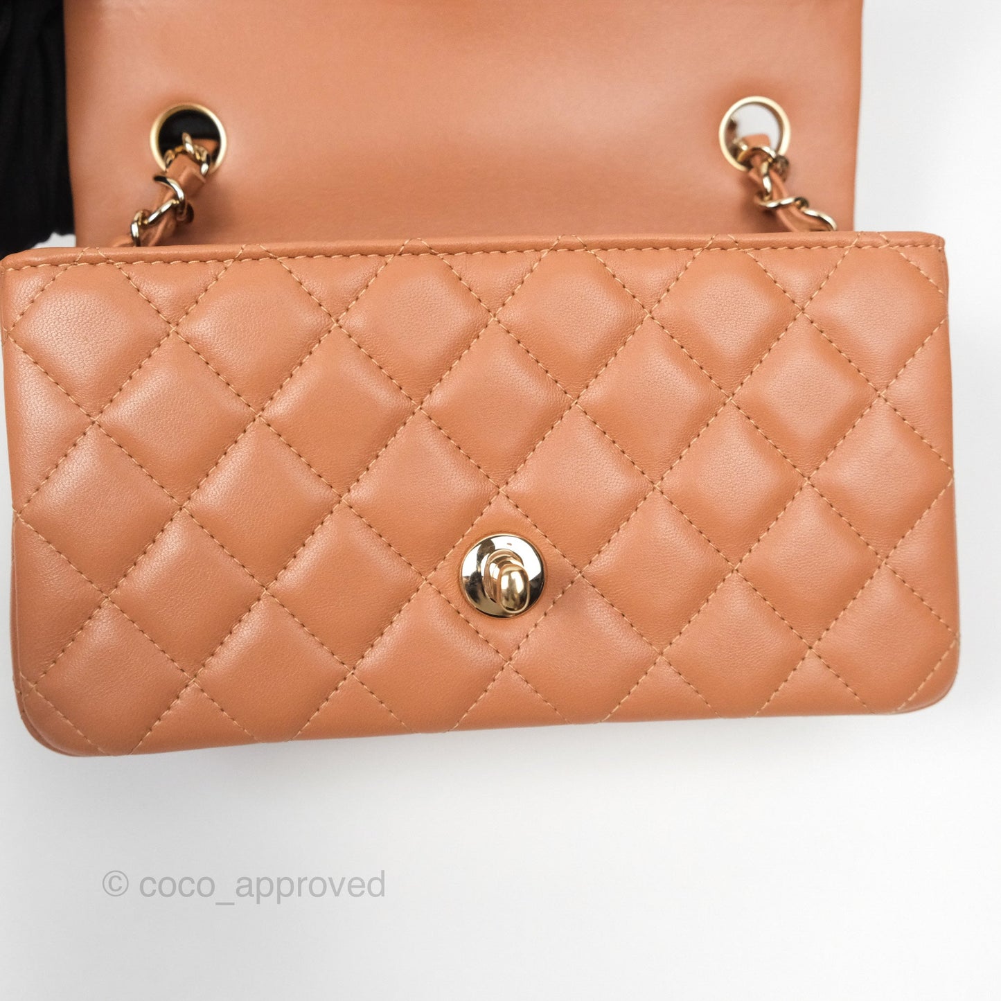 Chanel Quilted Mini Rectangular Flap Caramel Lambskin Gold Hardware