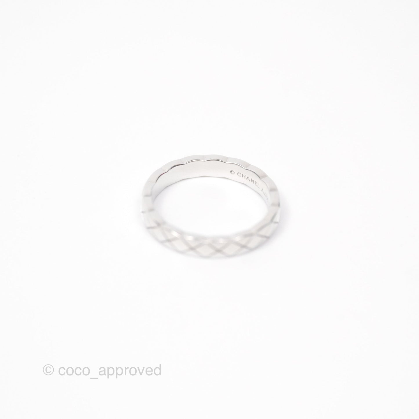 Chanel Coco Crush Ring 18K White Gold Mini Version Size 50
