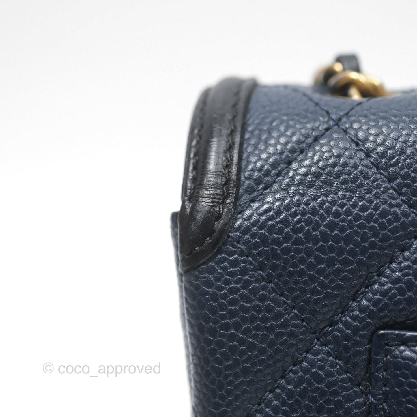 Chanel Small CC Filigree Flap Quilted Navy Black Caviar Aged Gold Hardware