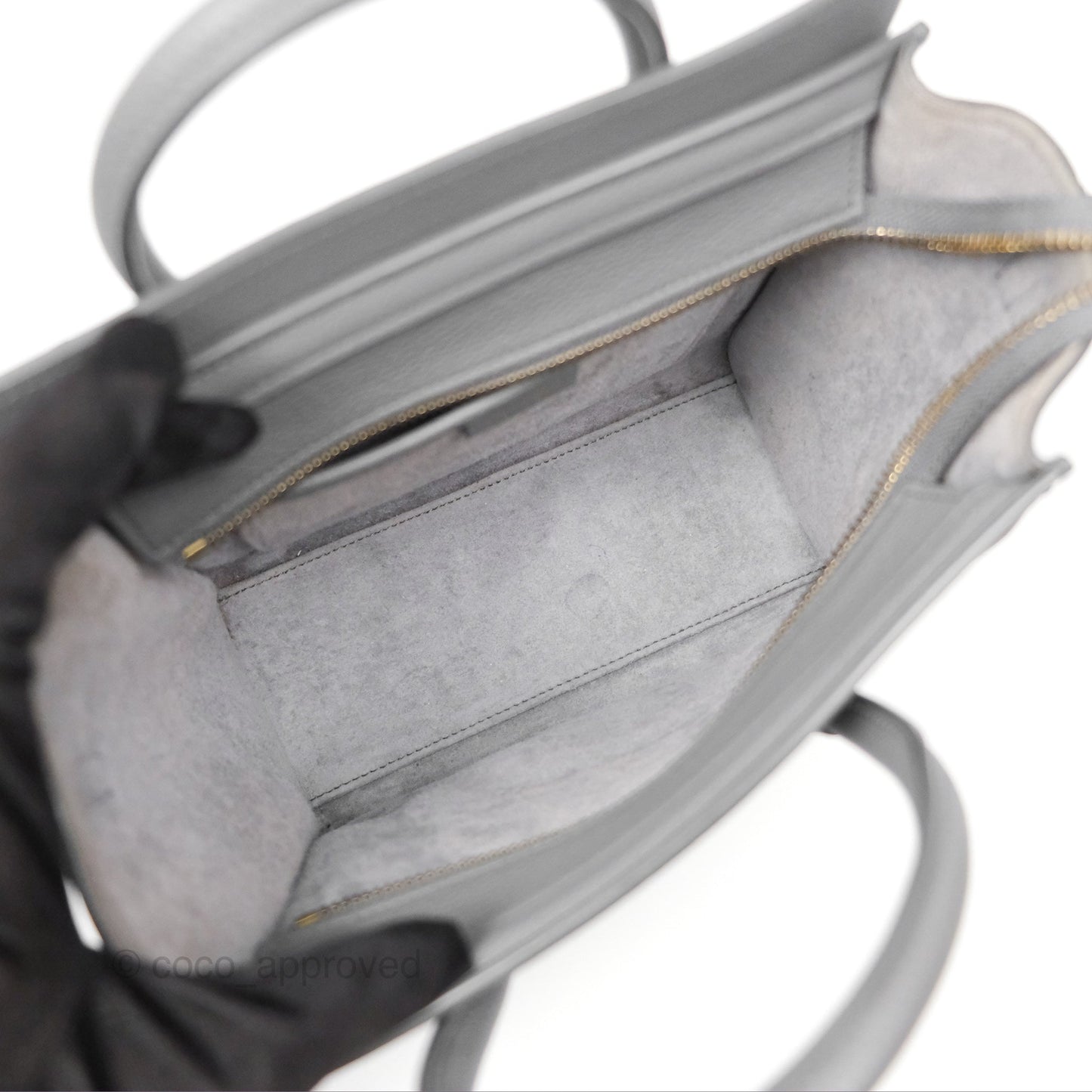 Celine Nano Luggage Bag Grey Drummed Calfskin