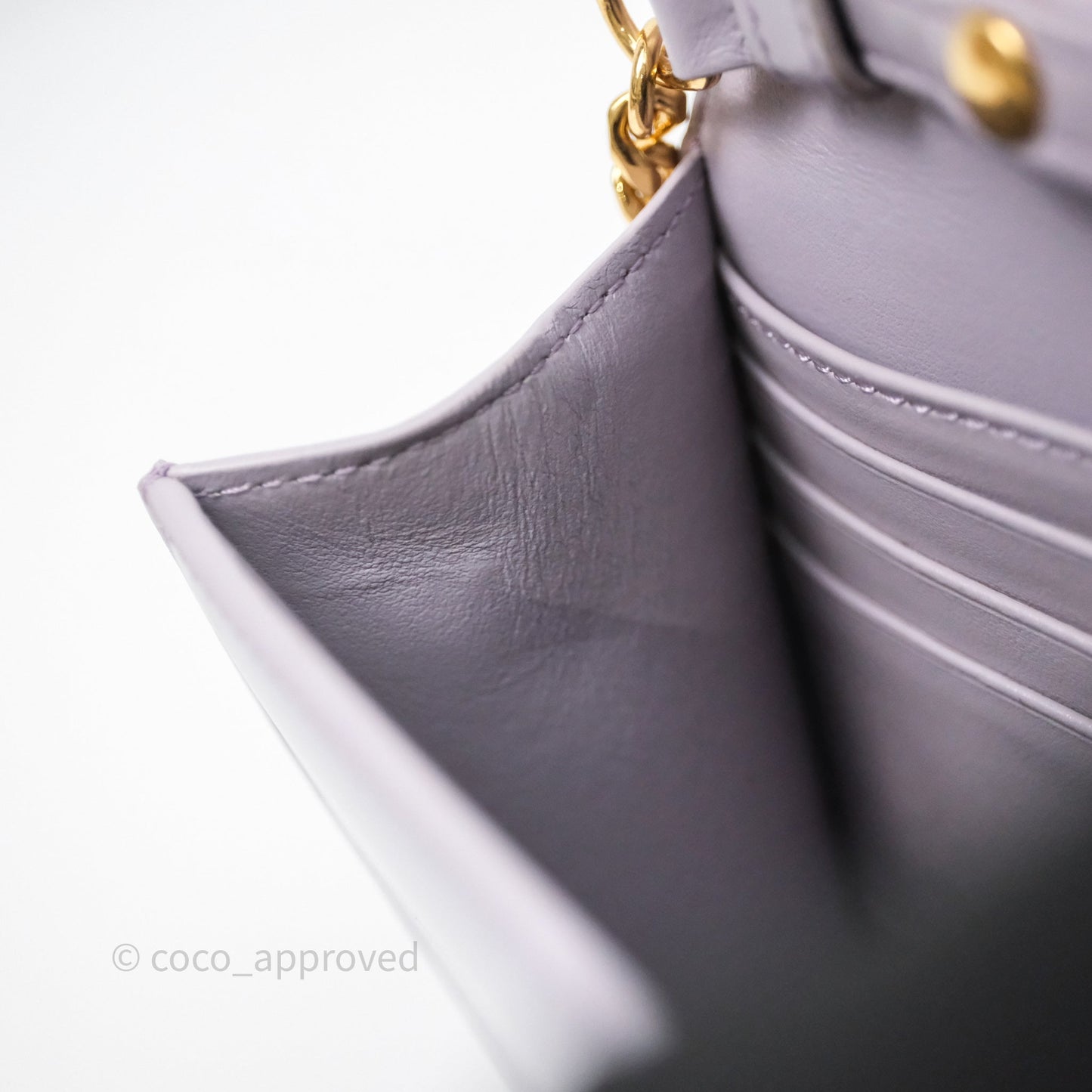 Celine Margo Wallet On Chain in Purple lavender Shiny Calfskin