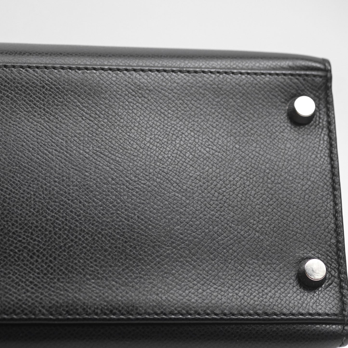 Hermès Vintage Kelly 28 Sellier Noir 89 Courchevel Palladium Hardware