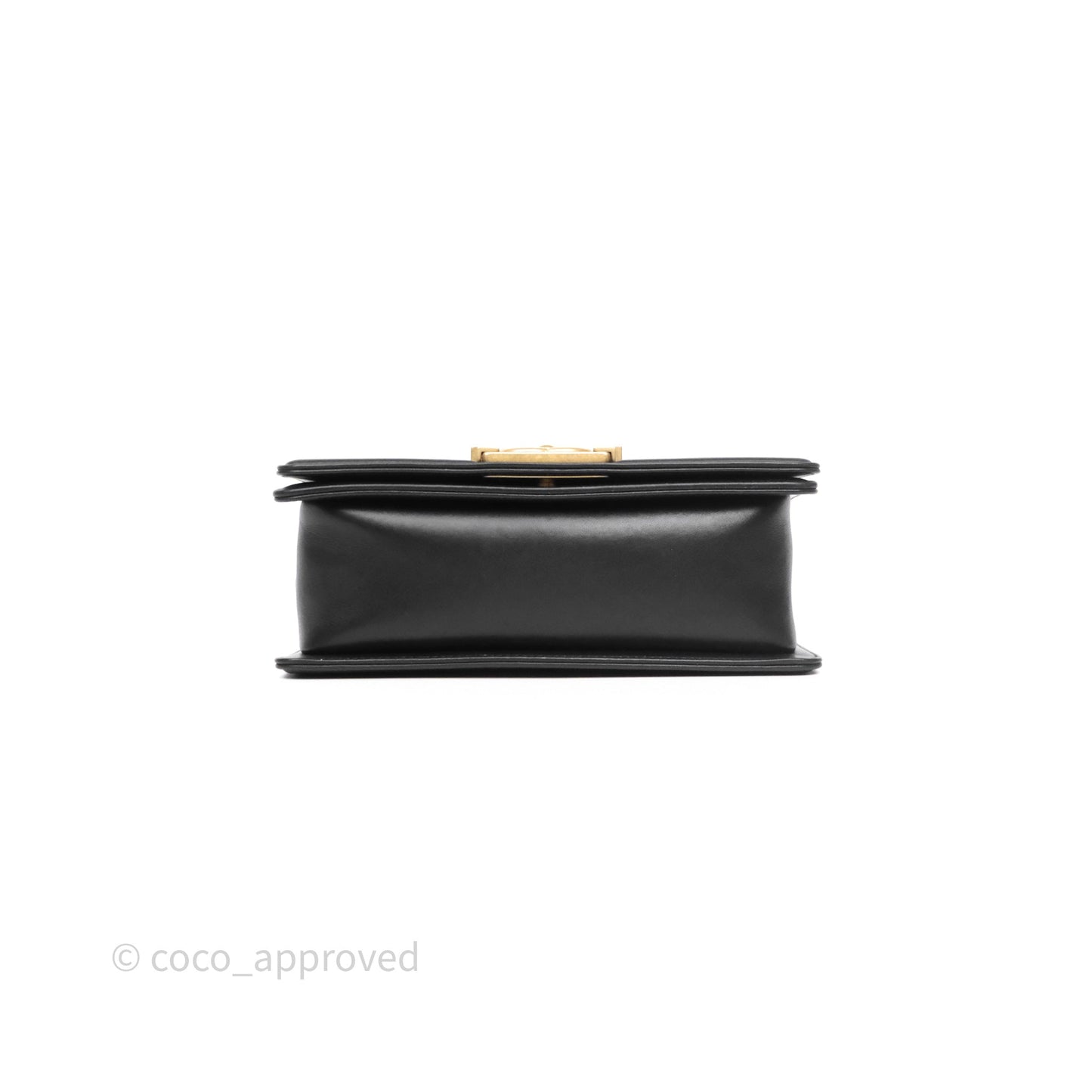 Chanel Small Boy Quilted Black Calfskin Aged Gold Hardware