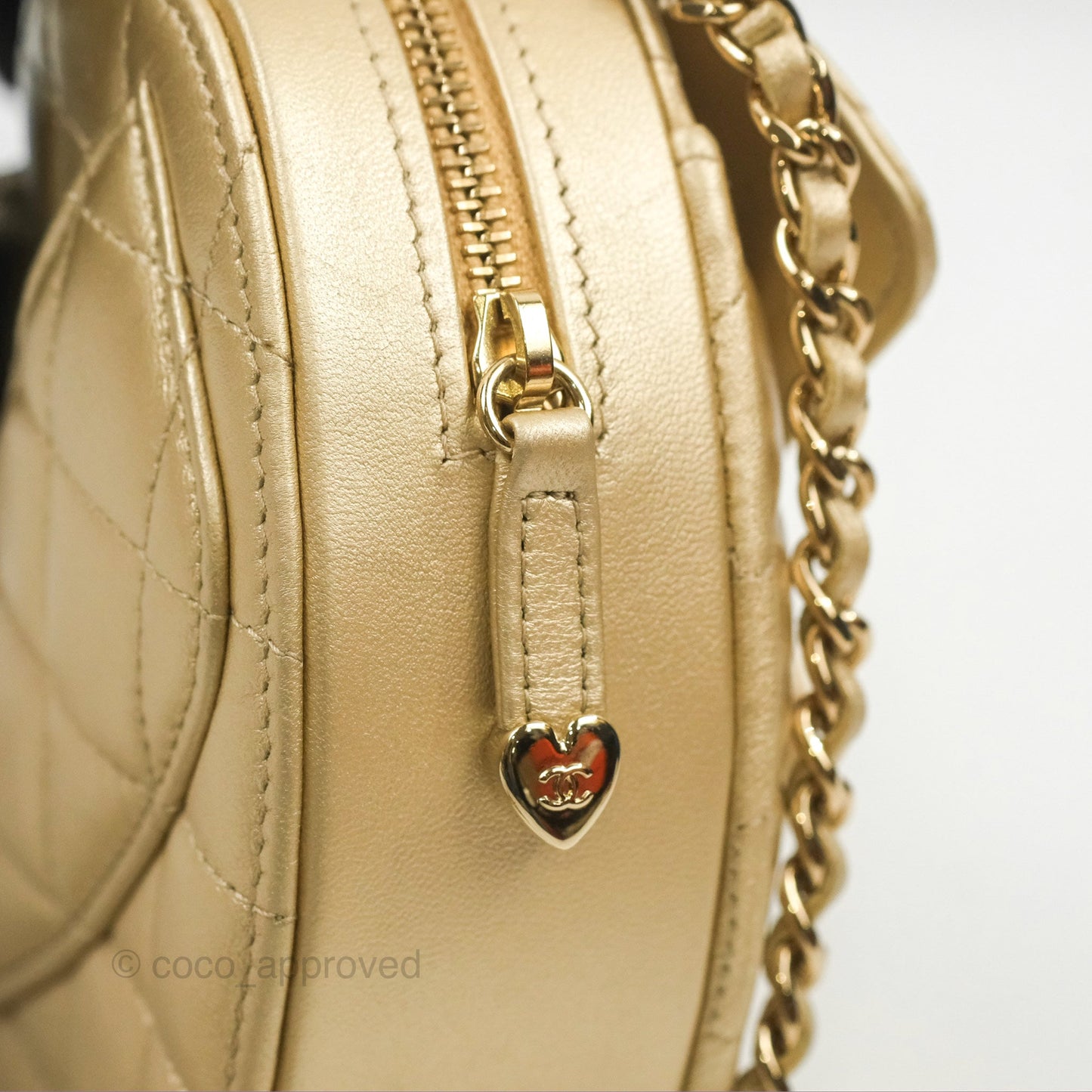 Chanel Small Heart Bag Iridescent Gold Lambskin Gold Hardware 22S