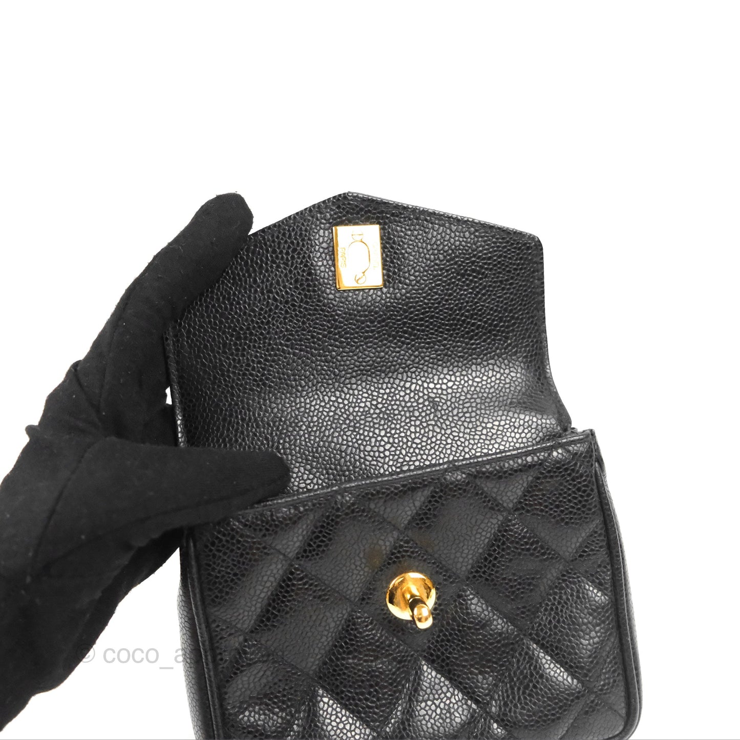 Chanel Vintage Belt Bag Quilted Black Caviar 24K Gold Hardware