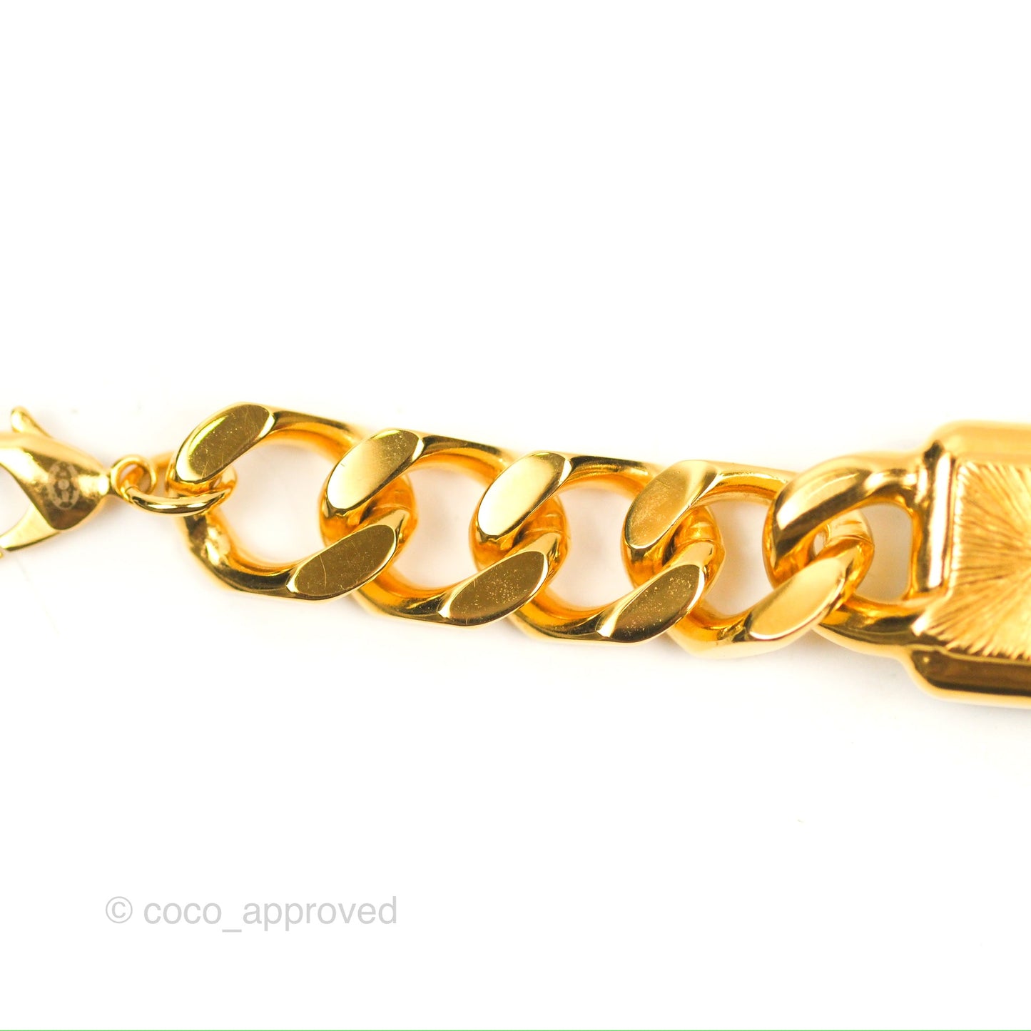 Chanel Chain CC Green Resin Bracelet Gold Tone 20K