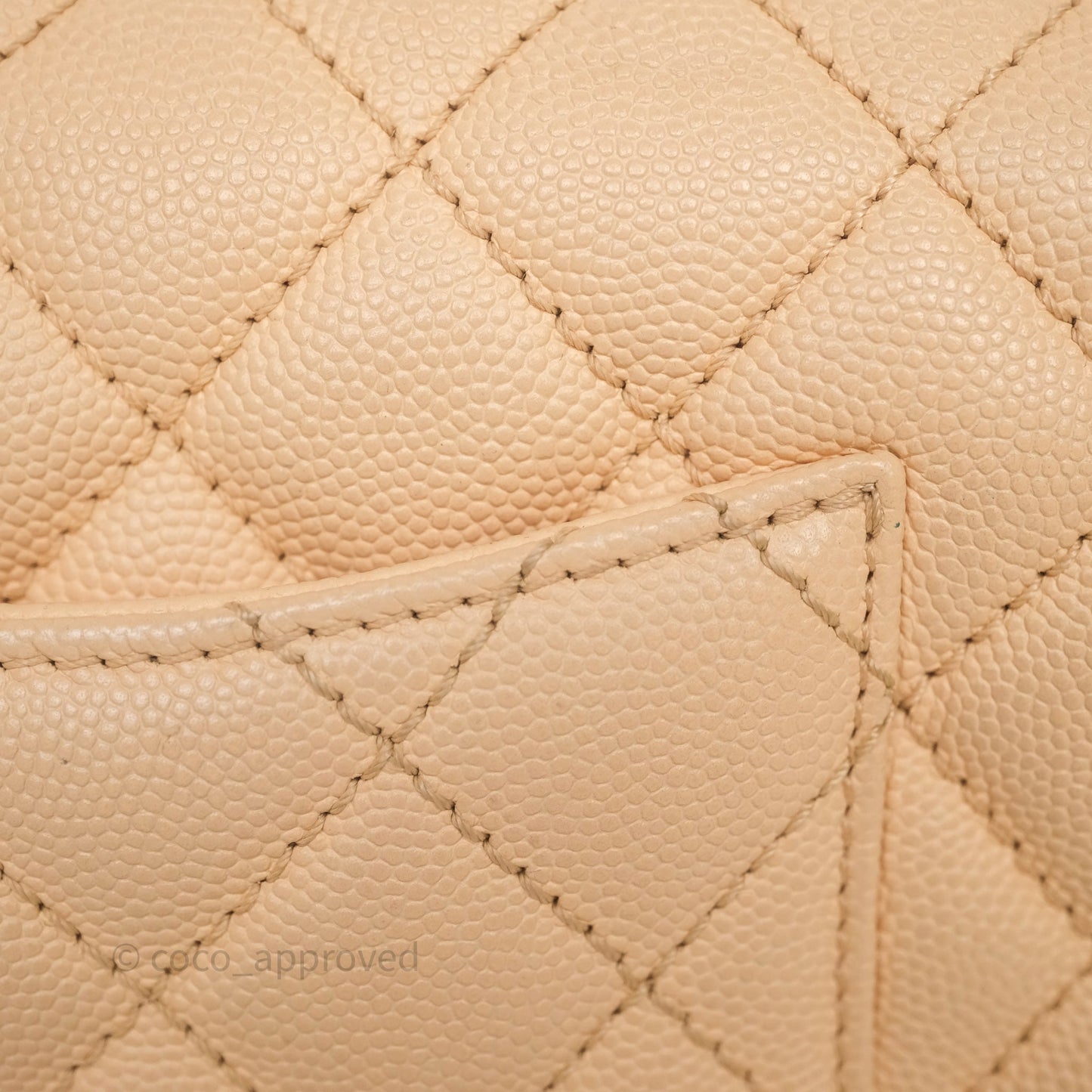 Chanel Small Coco Handle Quilted Beige Caviar Aged Gold Hardware