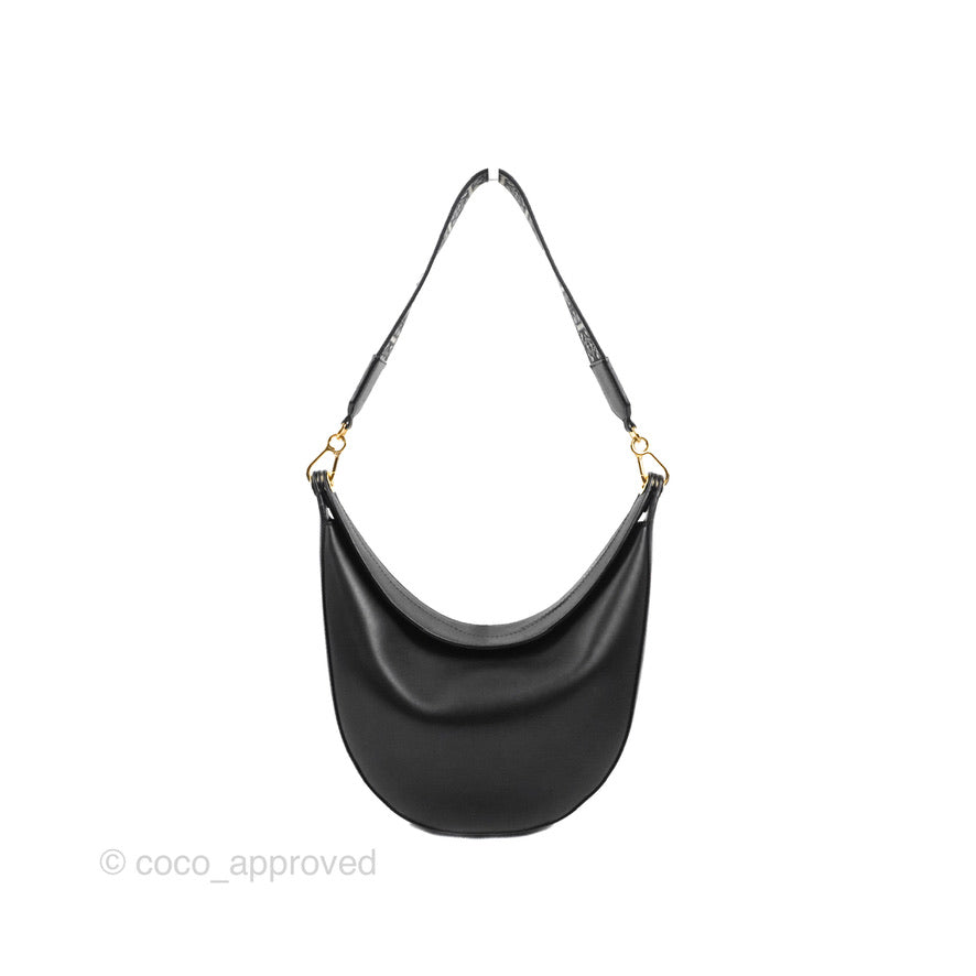 Loewe Luna Bag Black Satin Calfskin Jacquard Strap
