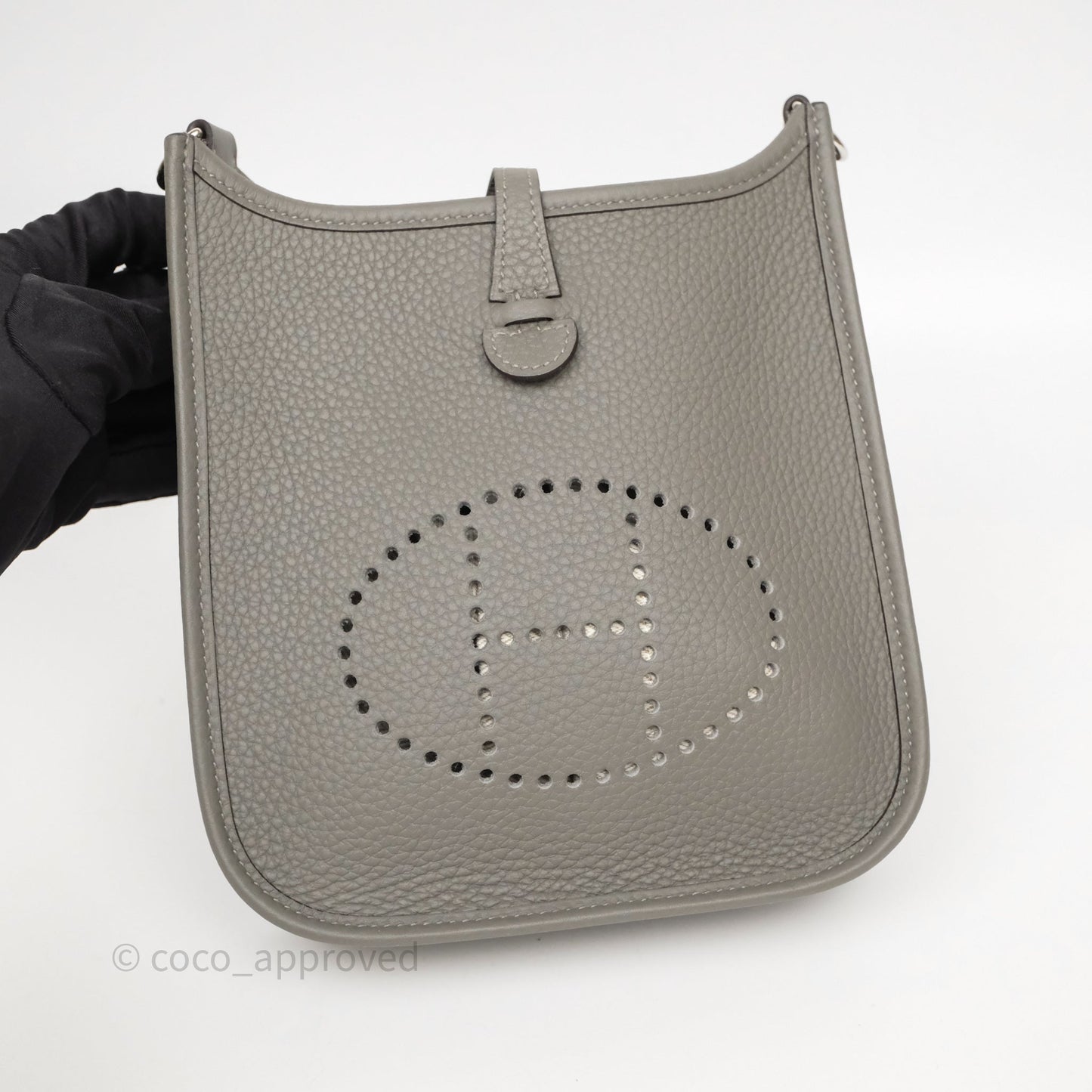 Hermès Mini Evelyne 16 Gris Meyer 0L Clemence Palladium Hardware