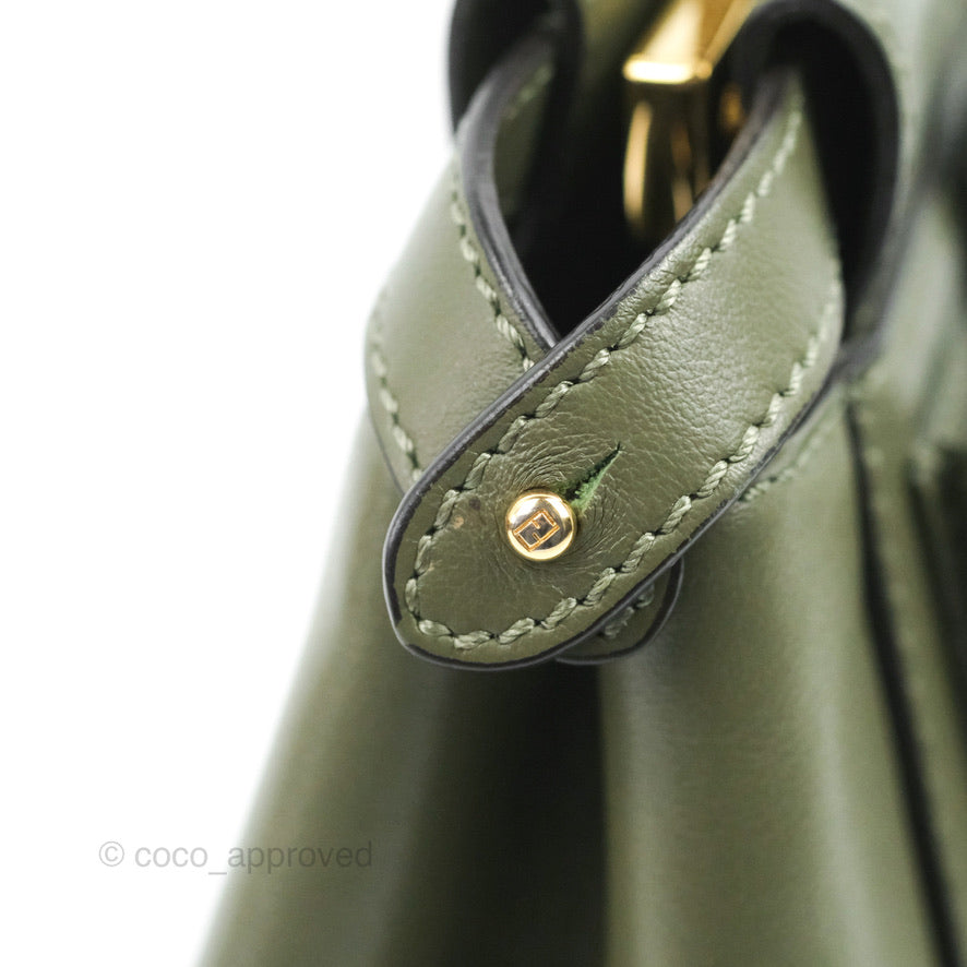 Fendi Mini Peekaboo Pocket Bag Olive Green Gold Hardware