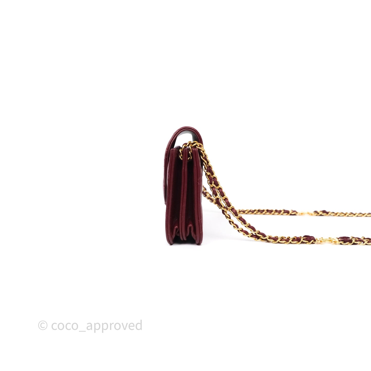 Chanel Mini WOC with CC Chain Burgundy Lambskin Gold Hardware 22K