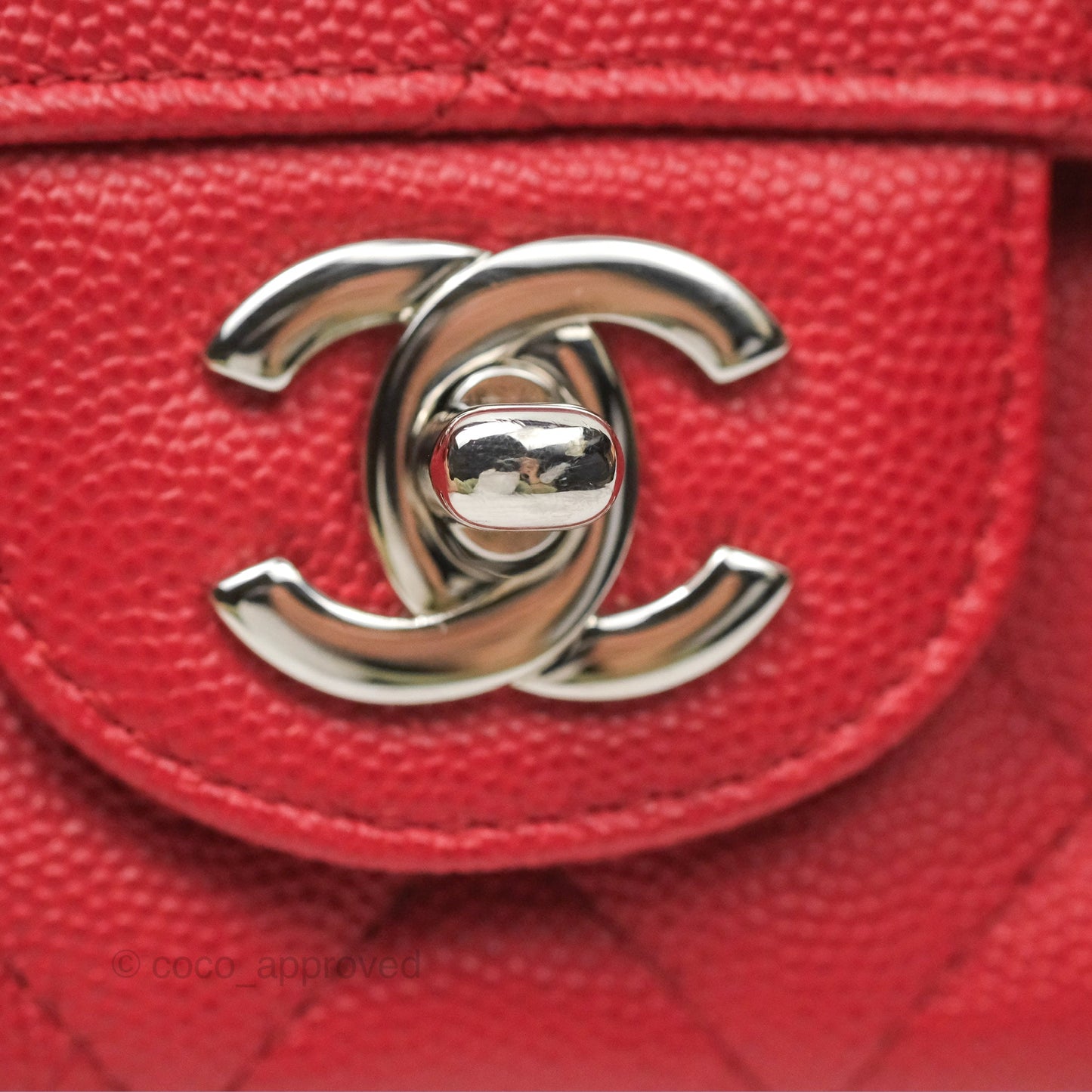 Chanel Quilted Mini Rectangular Red Caviar Silver Hardware