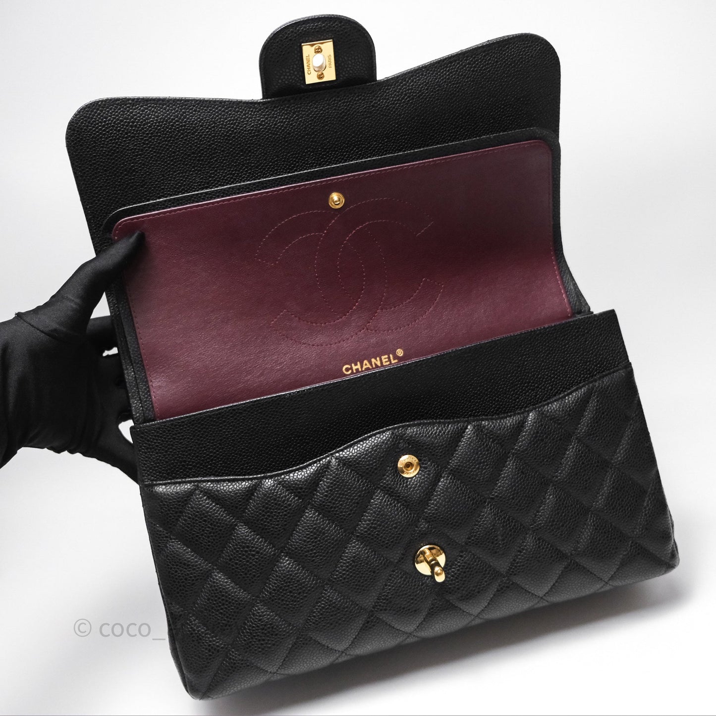Chanel Jumbo Double Flap Black Caviar Gold Hardware⁣⁣