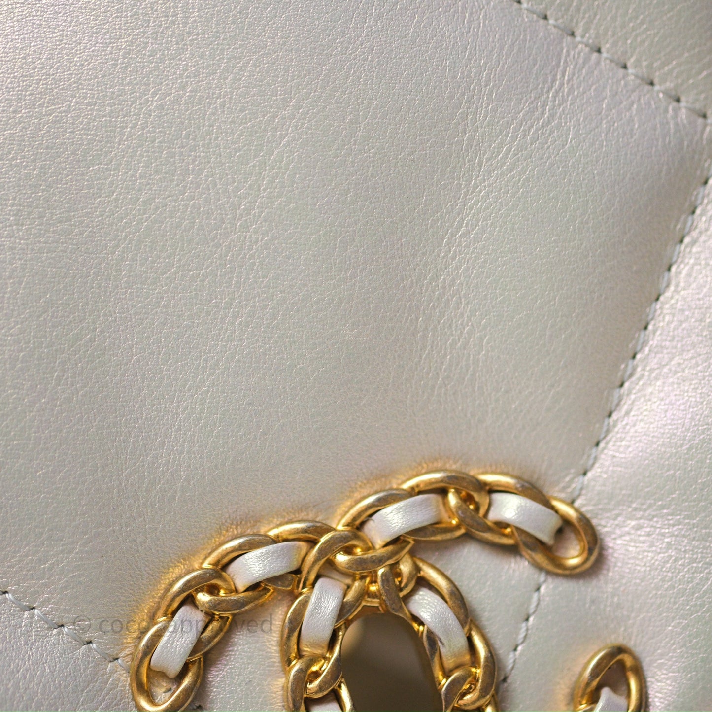 Chanel 19 Small Iridescent White Mixed Hardware