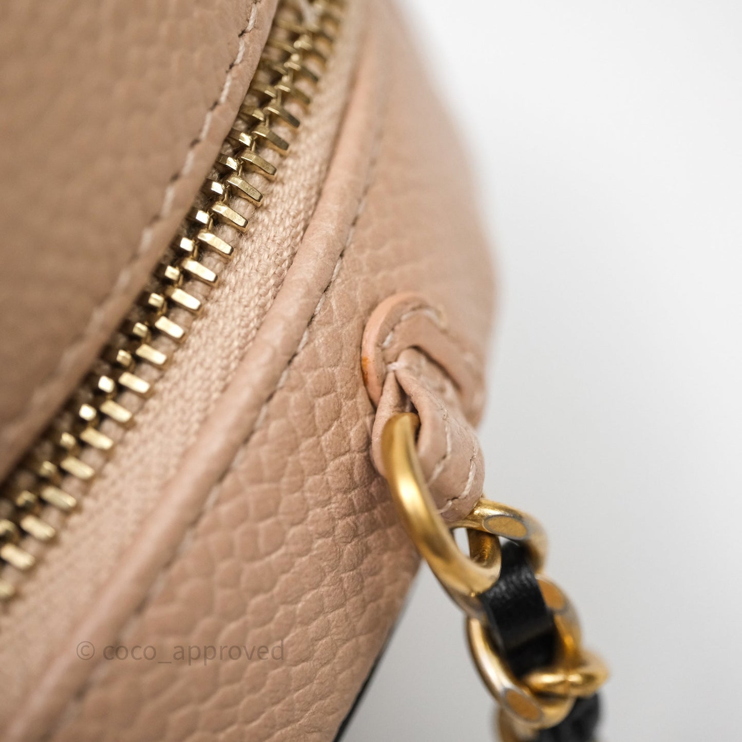Chanel Quilted Round Filigree Clutch With Chain Beige/ Black Caviar Aged Gold Hardware
